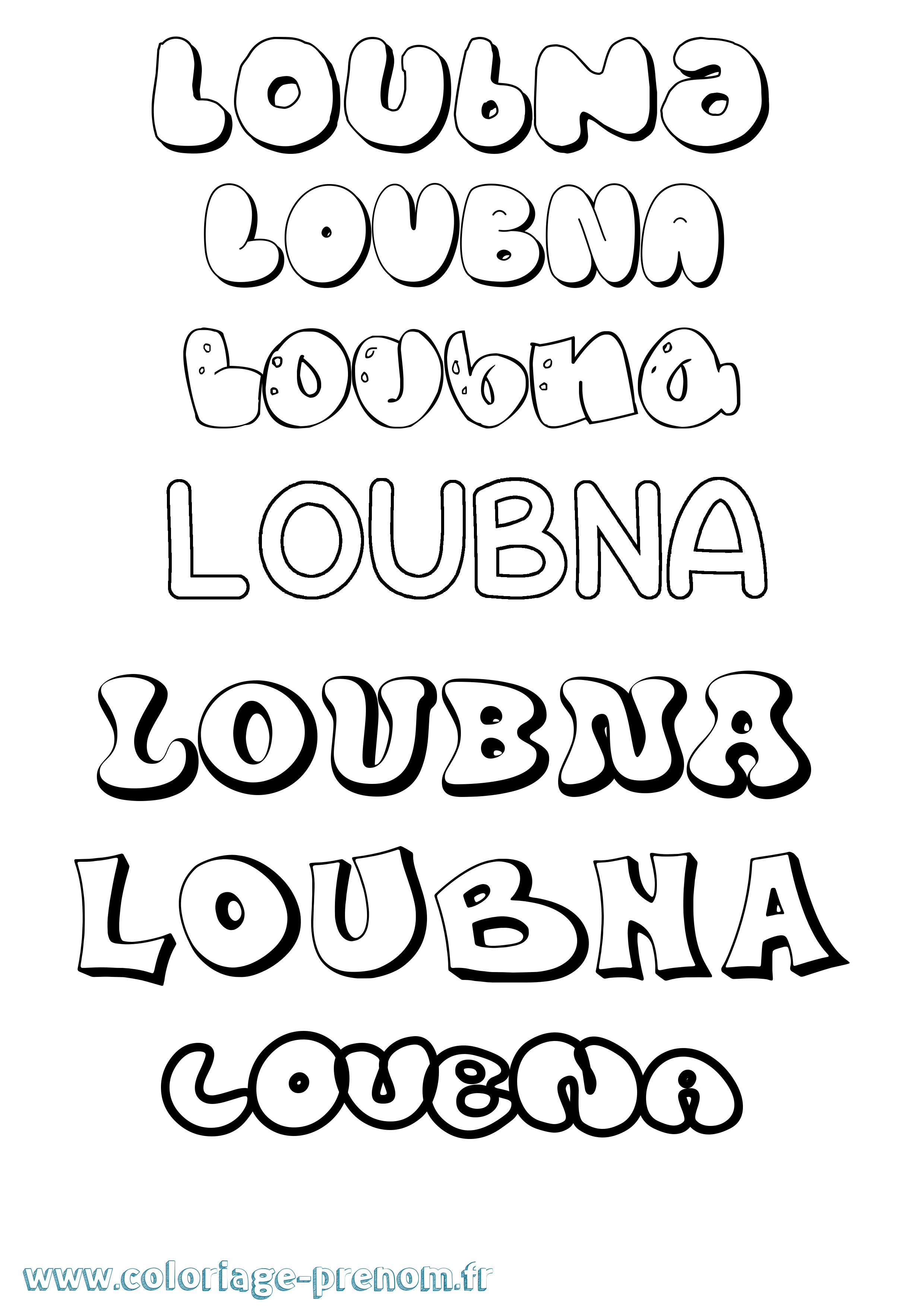 Coloriage prénom Loubna