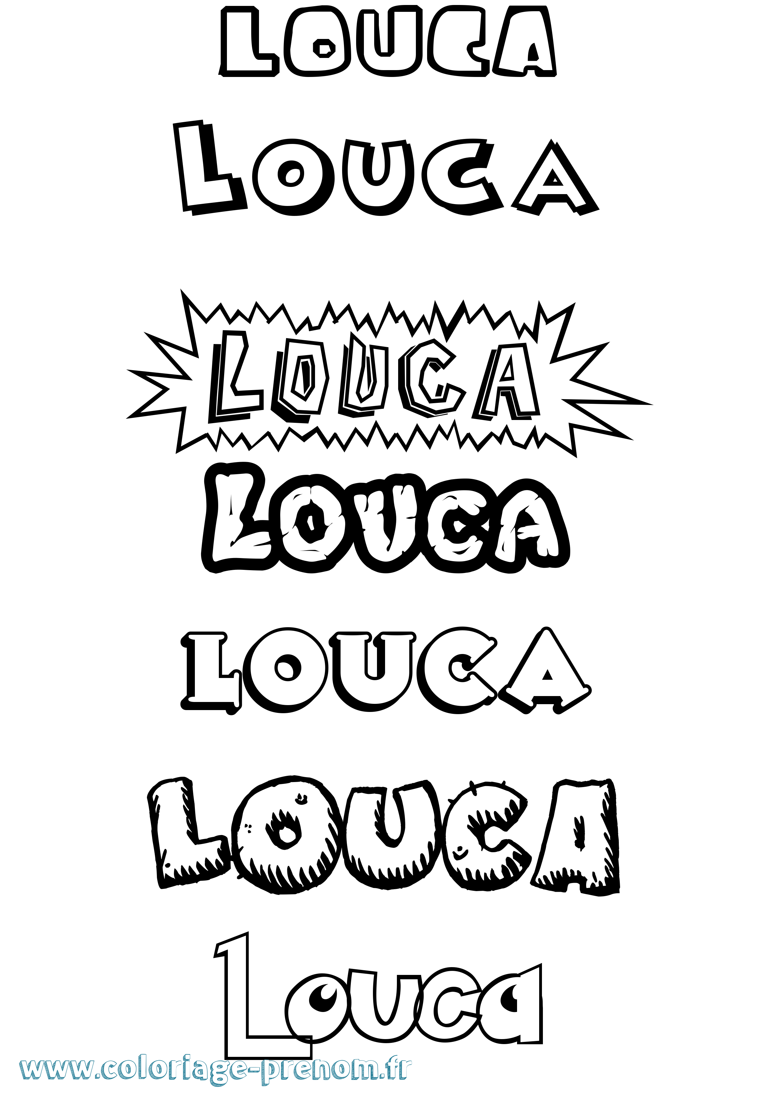 Coloriage Louca Coloriage prénom Louca