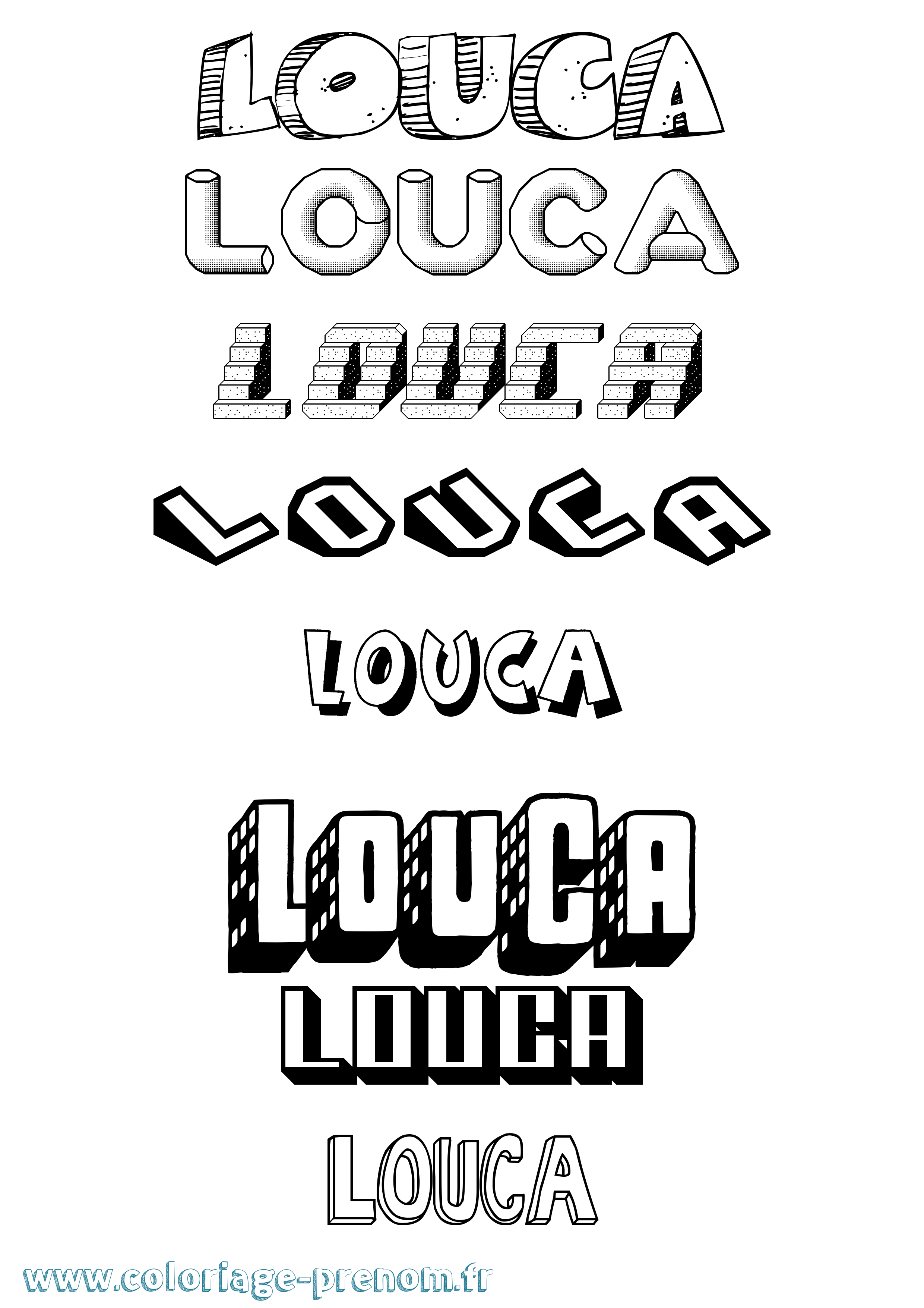 Coloriage Louca Coloriage prénom Louca