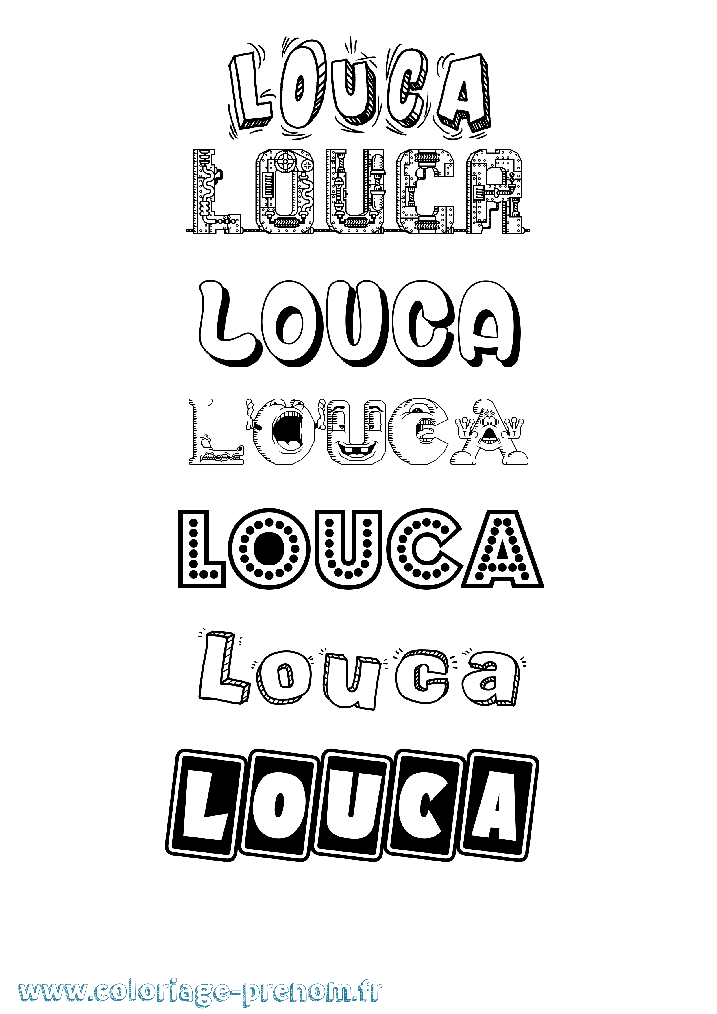 Coloriage Louca Coloriage prénom Louca