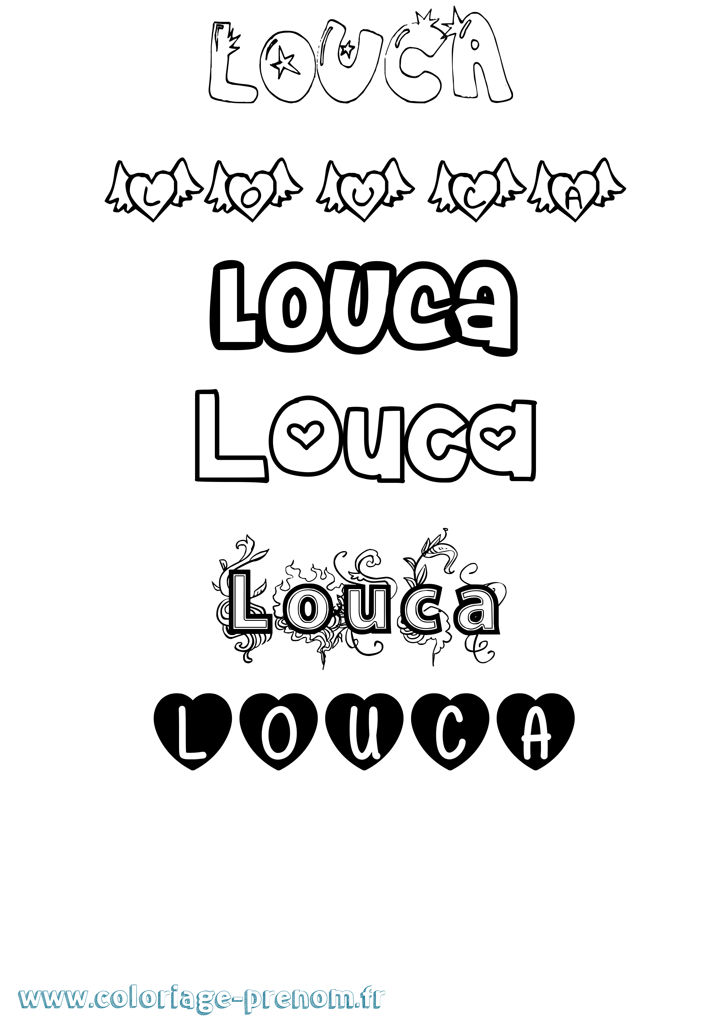 Coloriage Louca Coloriage prénom Louca