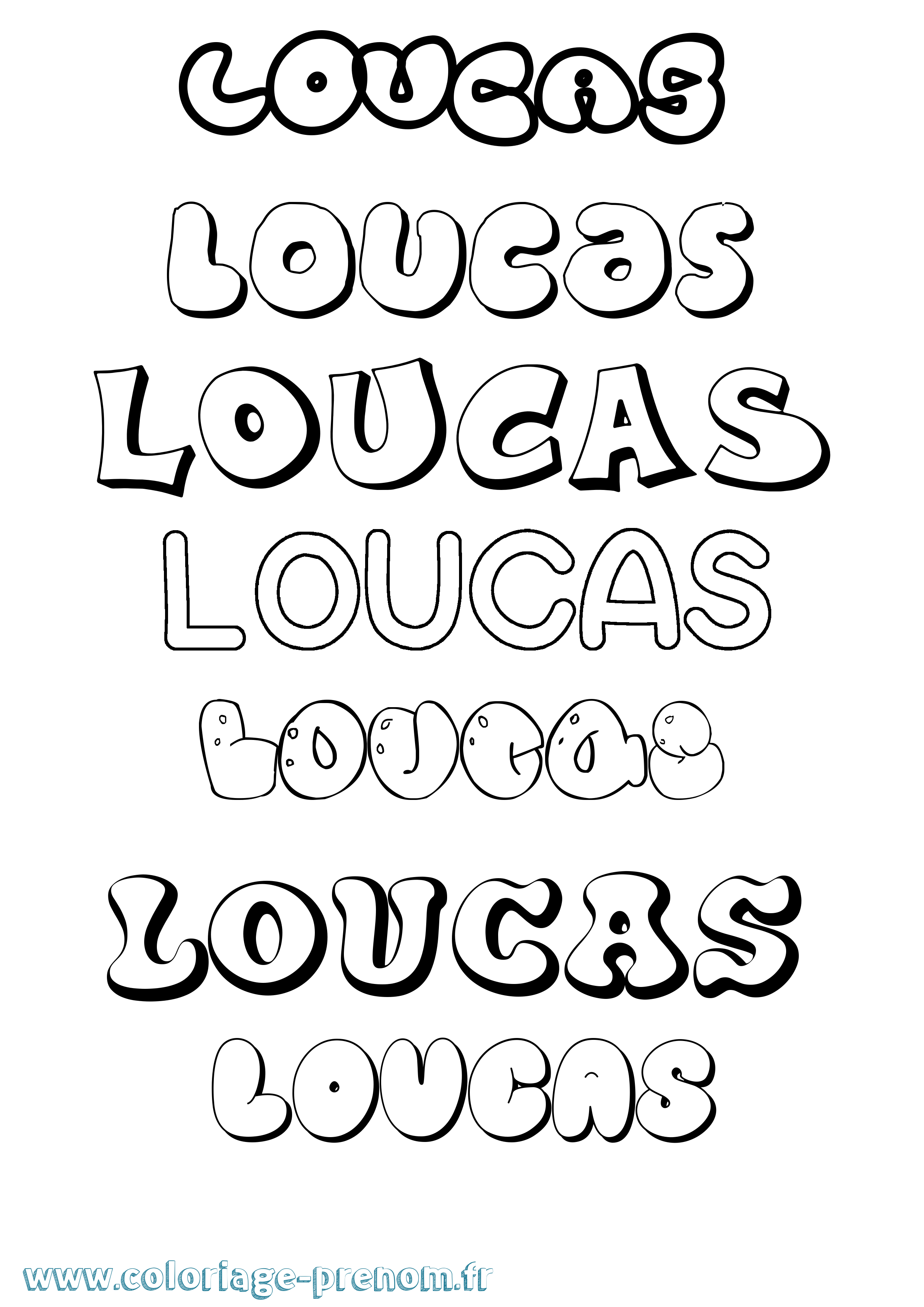 Coloriage Loucas Bubble Coloriage prénom Loucas Bubble