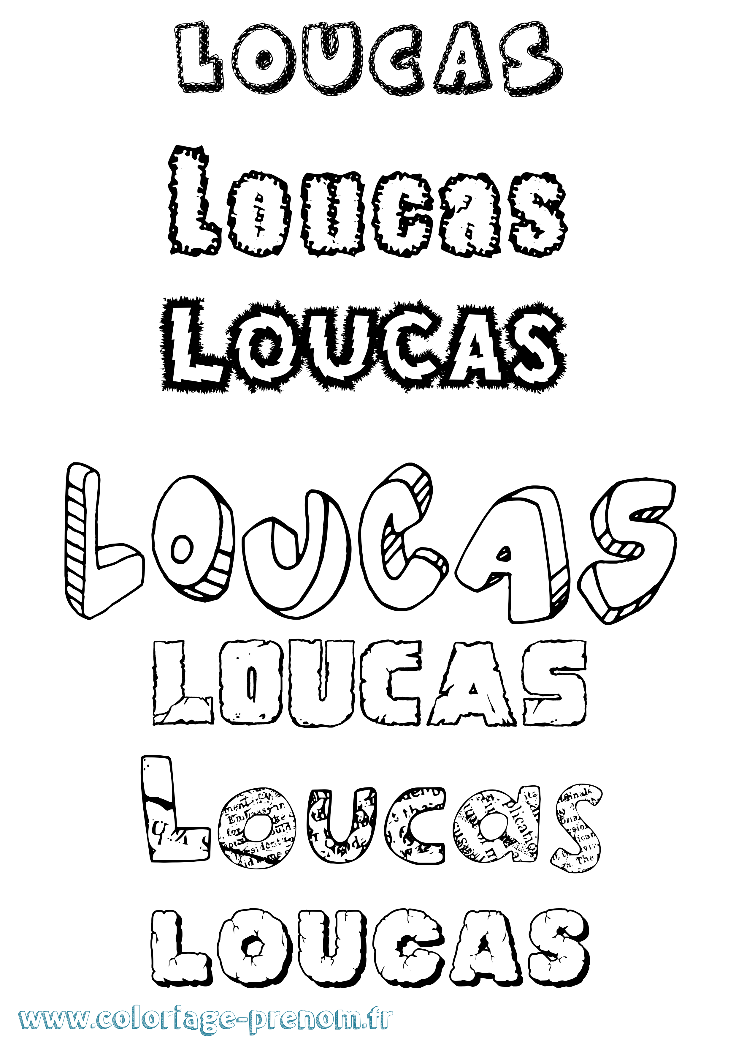 Coloriage Loucas Destructuré Coloriage prénom Loucas Destructuré