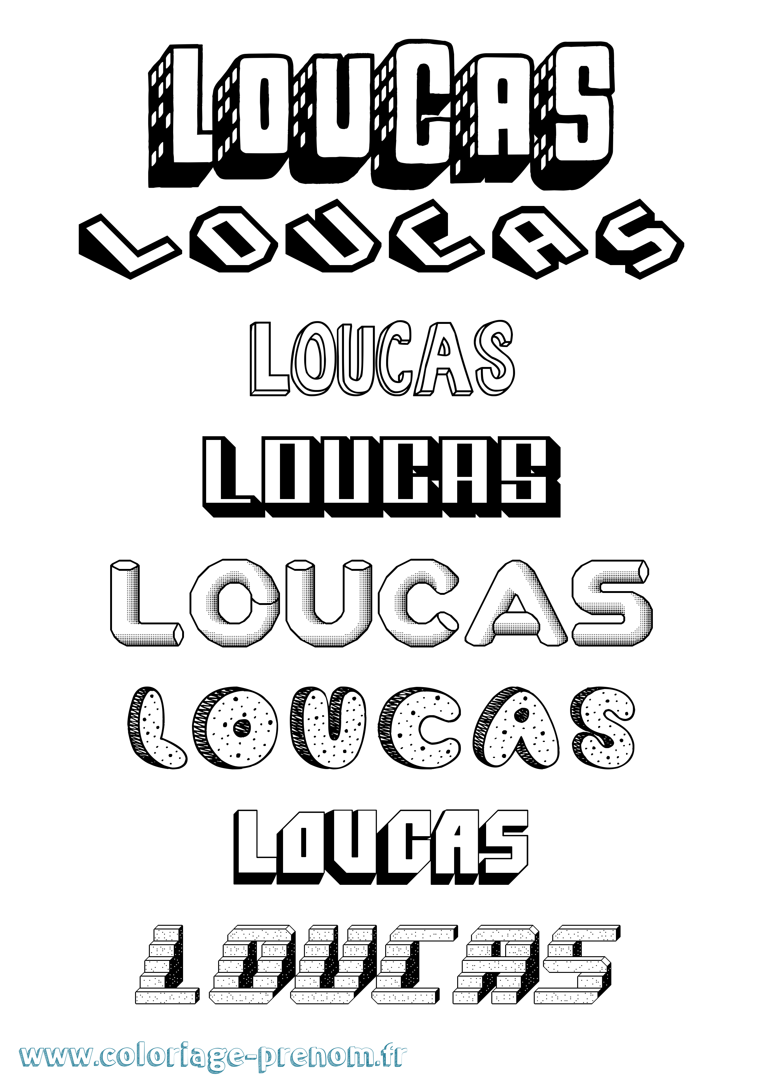 Coloriage Loucas Effet 3D Coloriage prénom Loucas Effet 3D