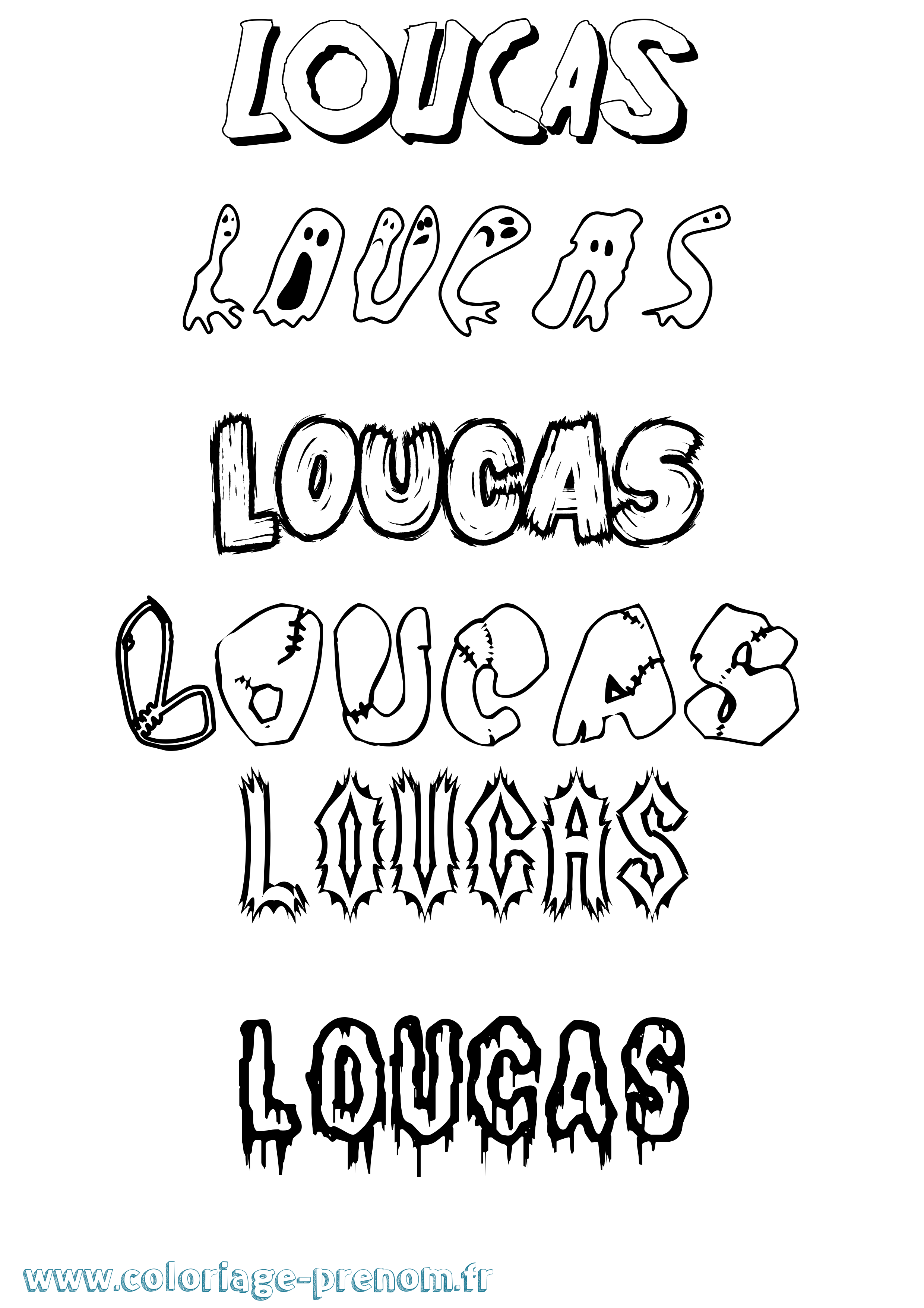 Coloriage Loucas Frisson Coloriage prénom Loucas Frisson