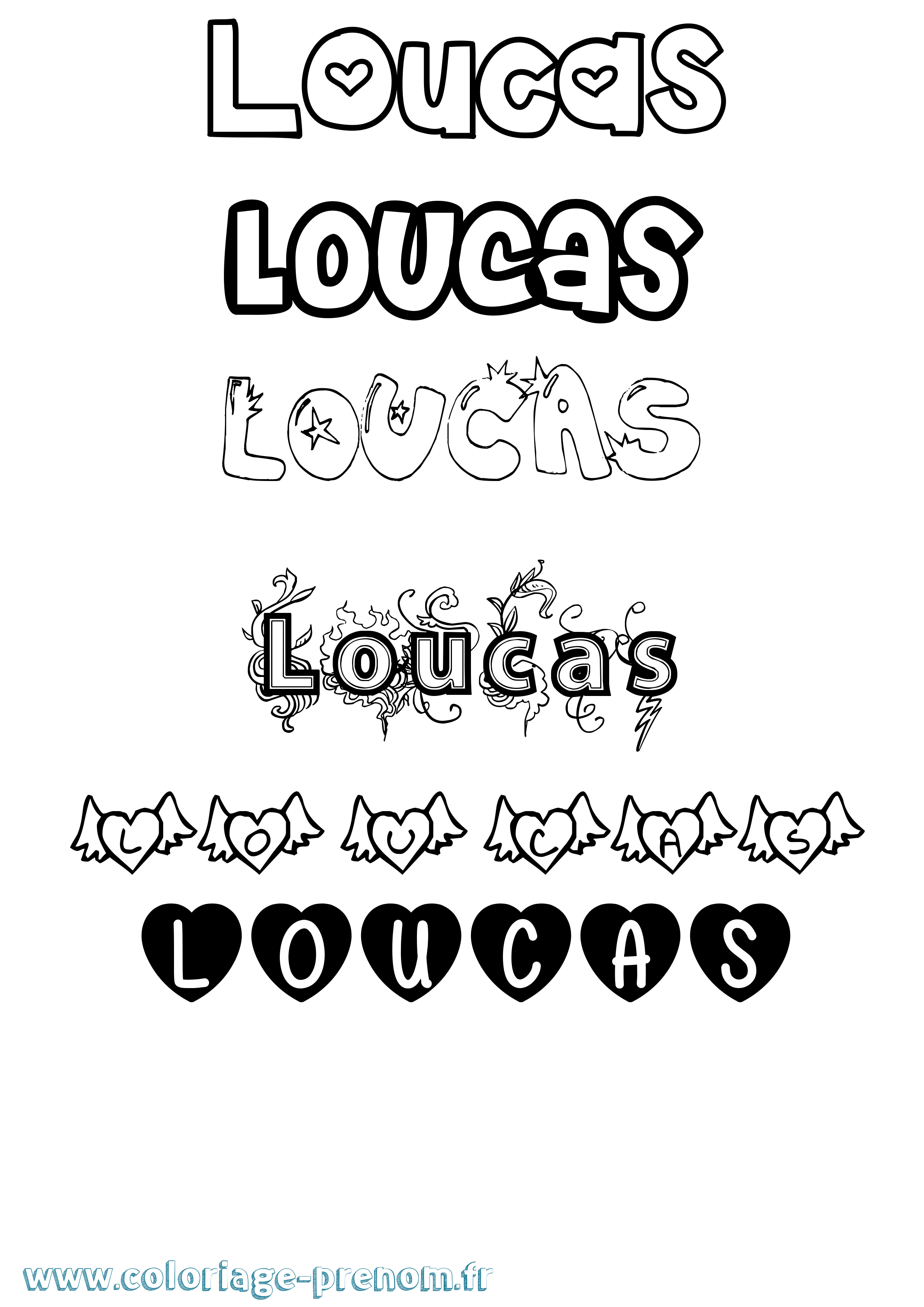 Coloriage Loucas Girly Coloriage prénom Loucas Girly