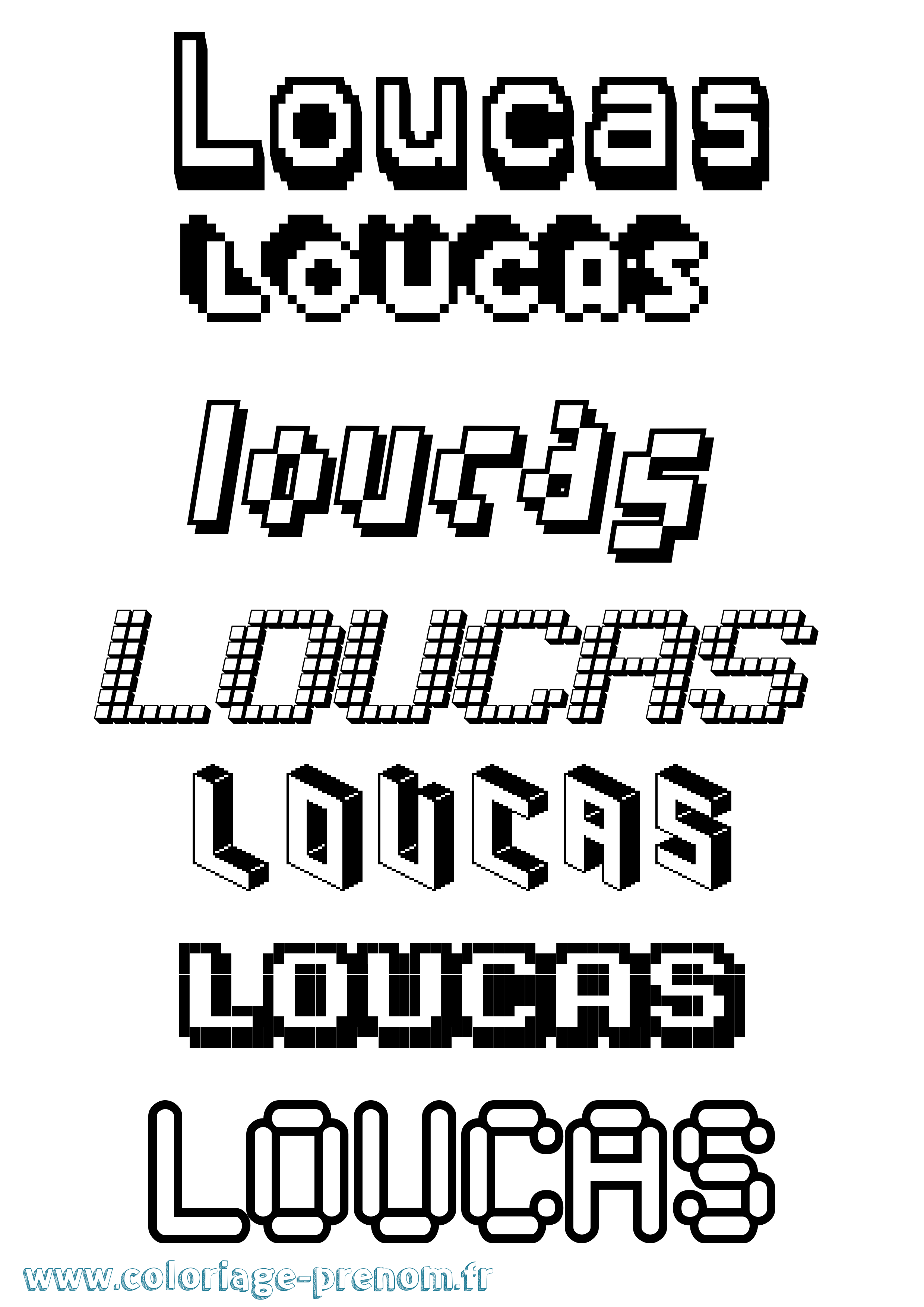 Coloriage Loucas Pixel Coloriage prénom Loucas Pixel
