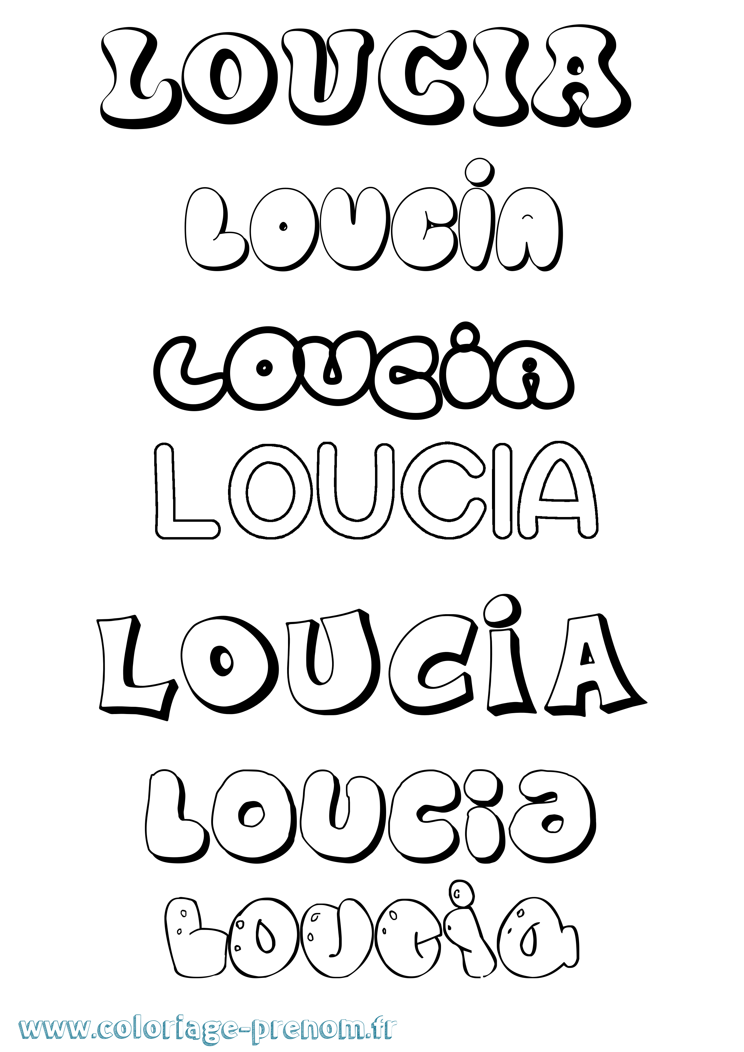 Coloriage prénom Loucia Bubble