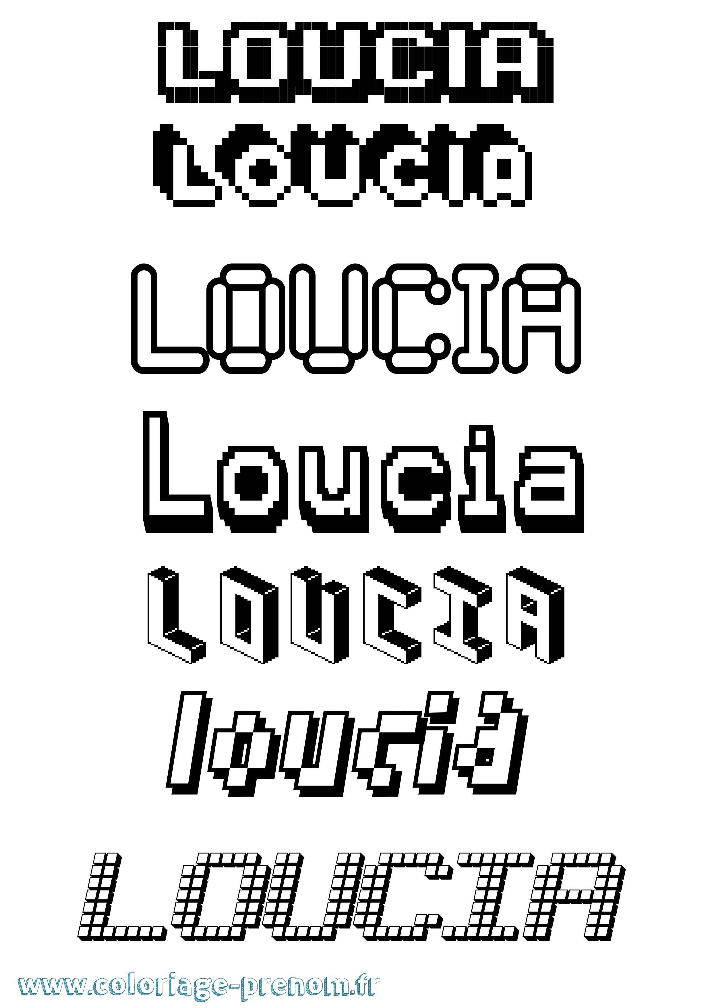 Coloriage prénom Loucia Pixel