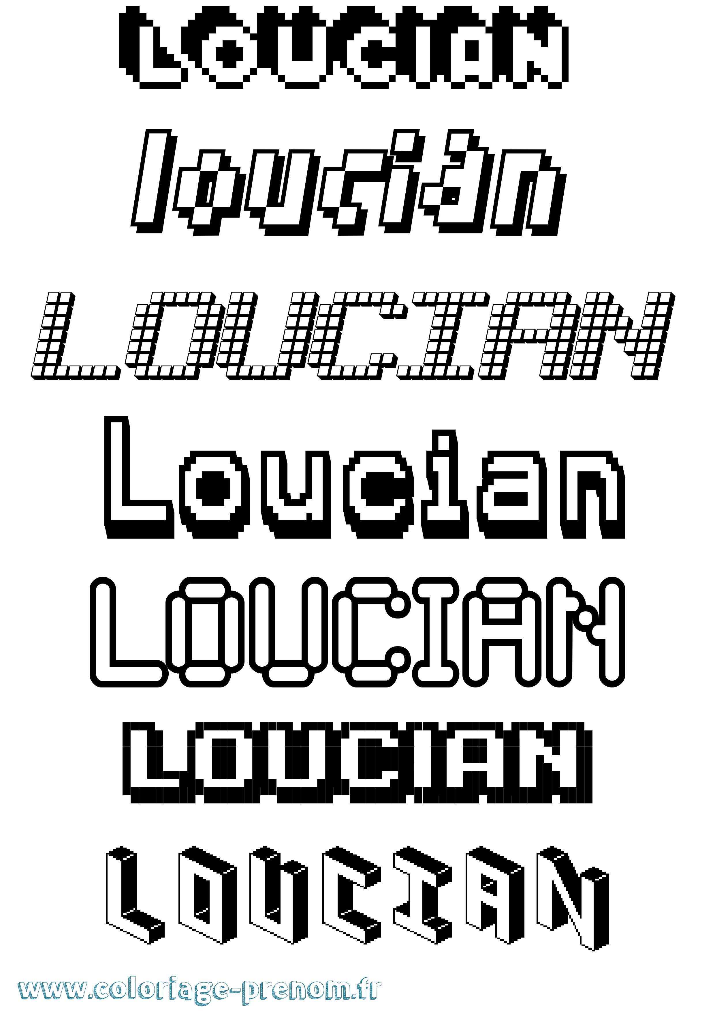 Coloriage prénom Loucian Pixel