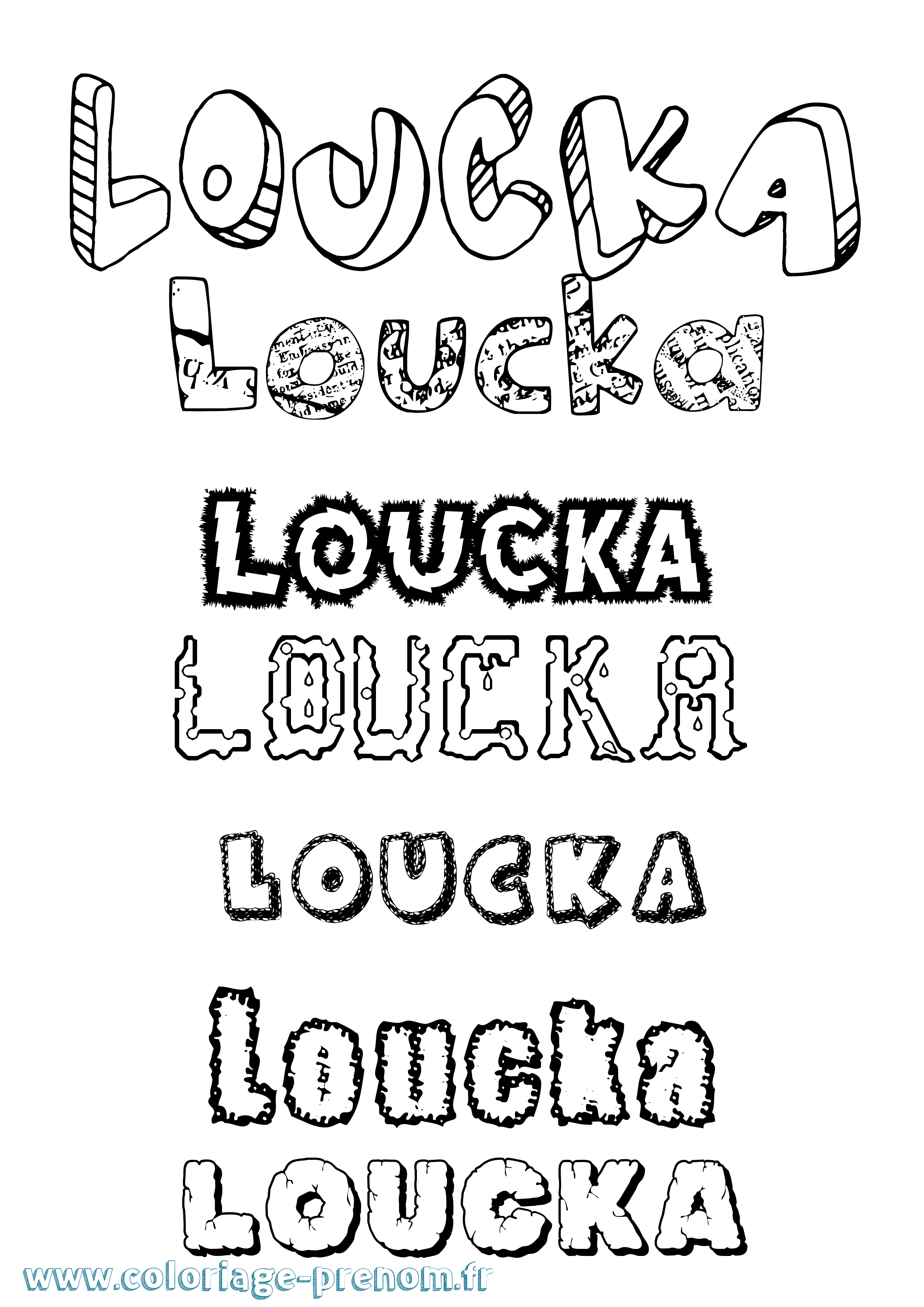 Coloriage Loucka Destructuré Coloriage prénom Loucka Destructuré