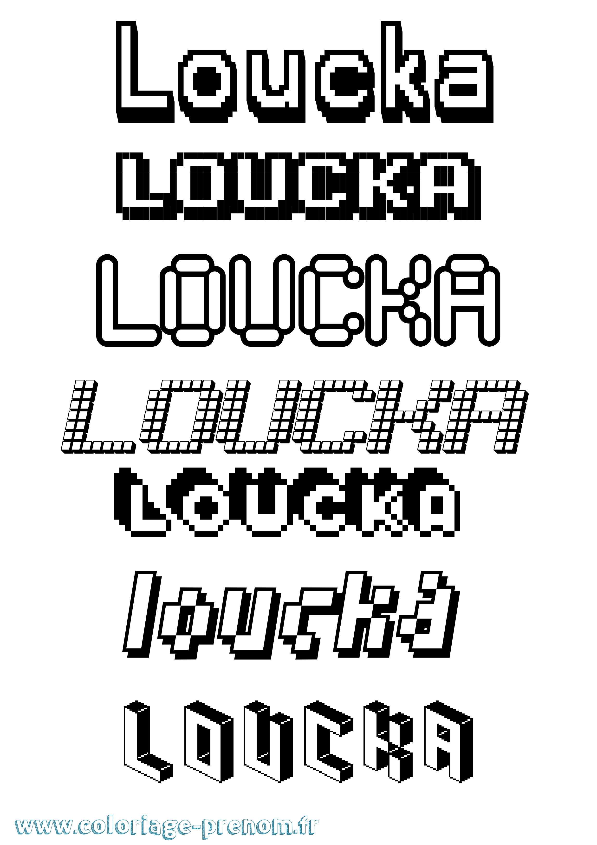 Coloriage prénom Loucka Pixel