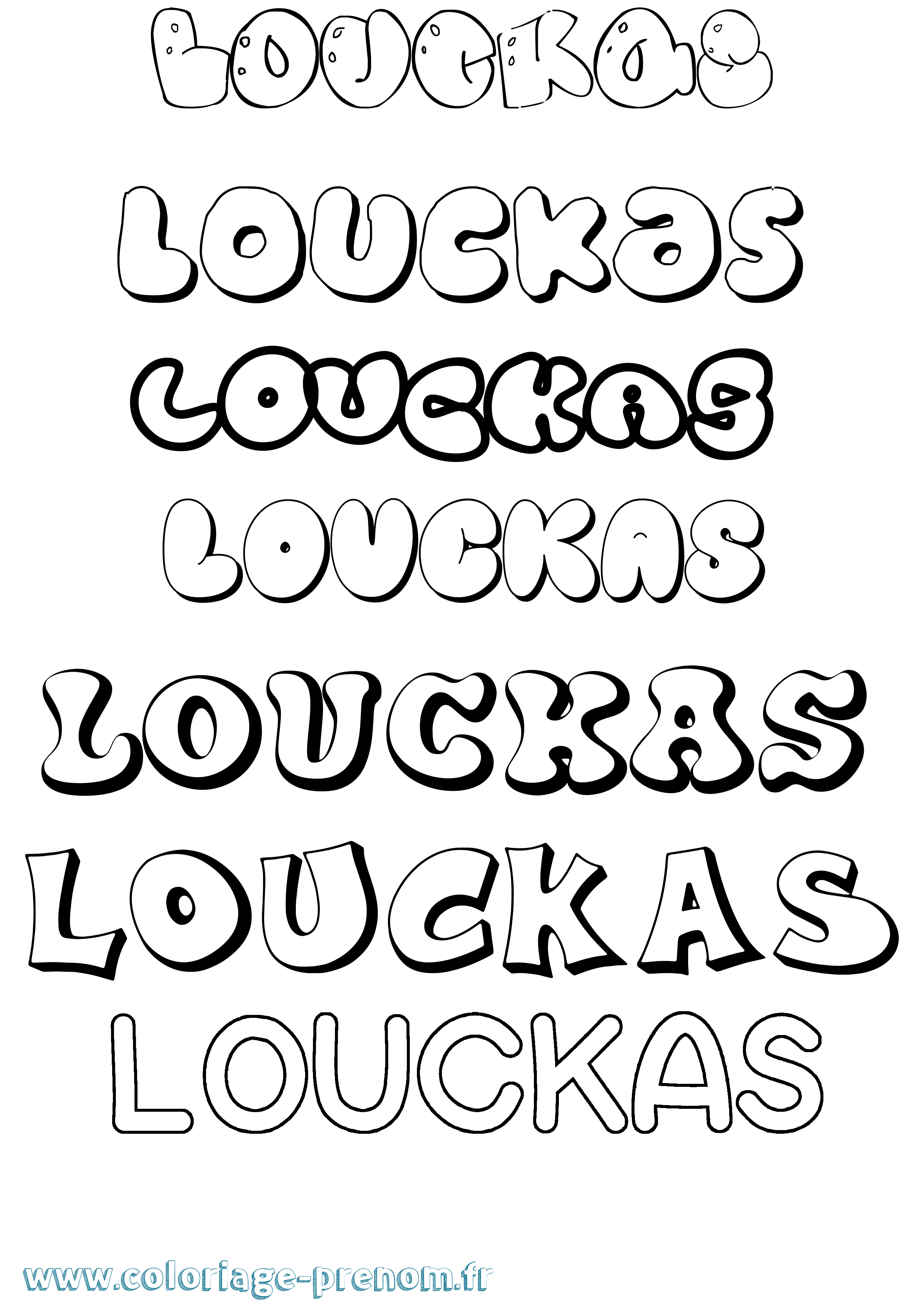 Coloriage Louckas Bubble Coloriage prénom Louckas Bubble