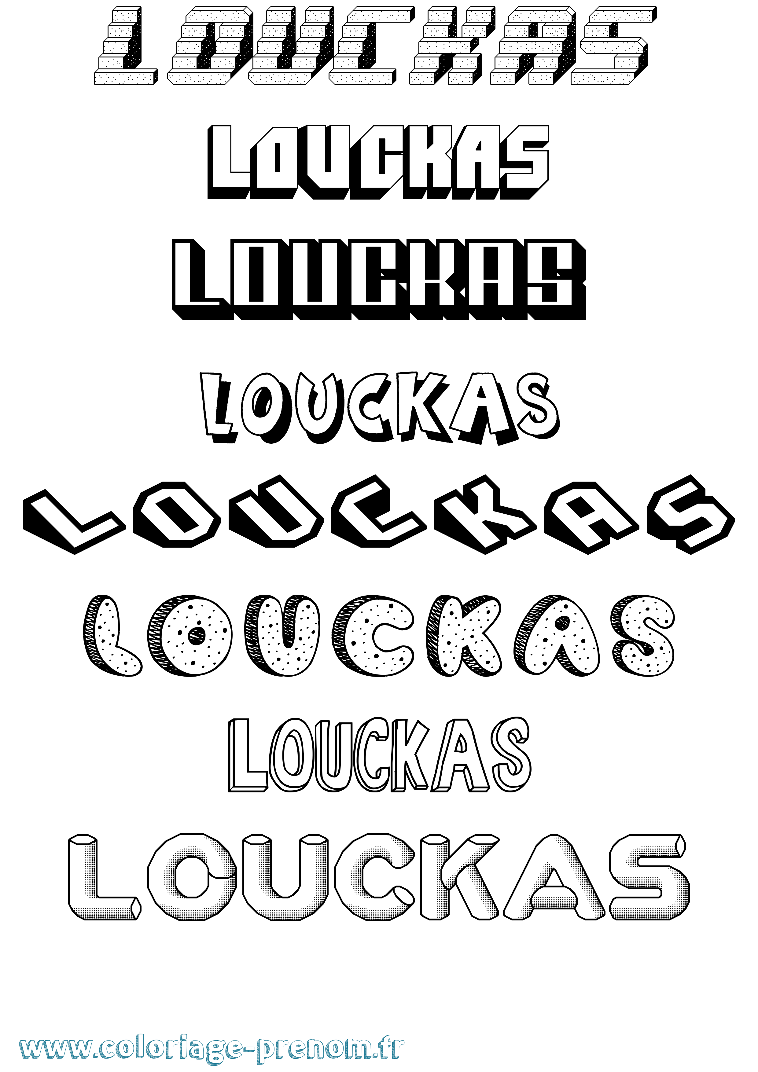 Coloriage Louckas Effet 3D Coloriage prénom Louckas Effet 3D