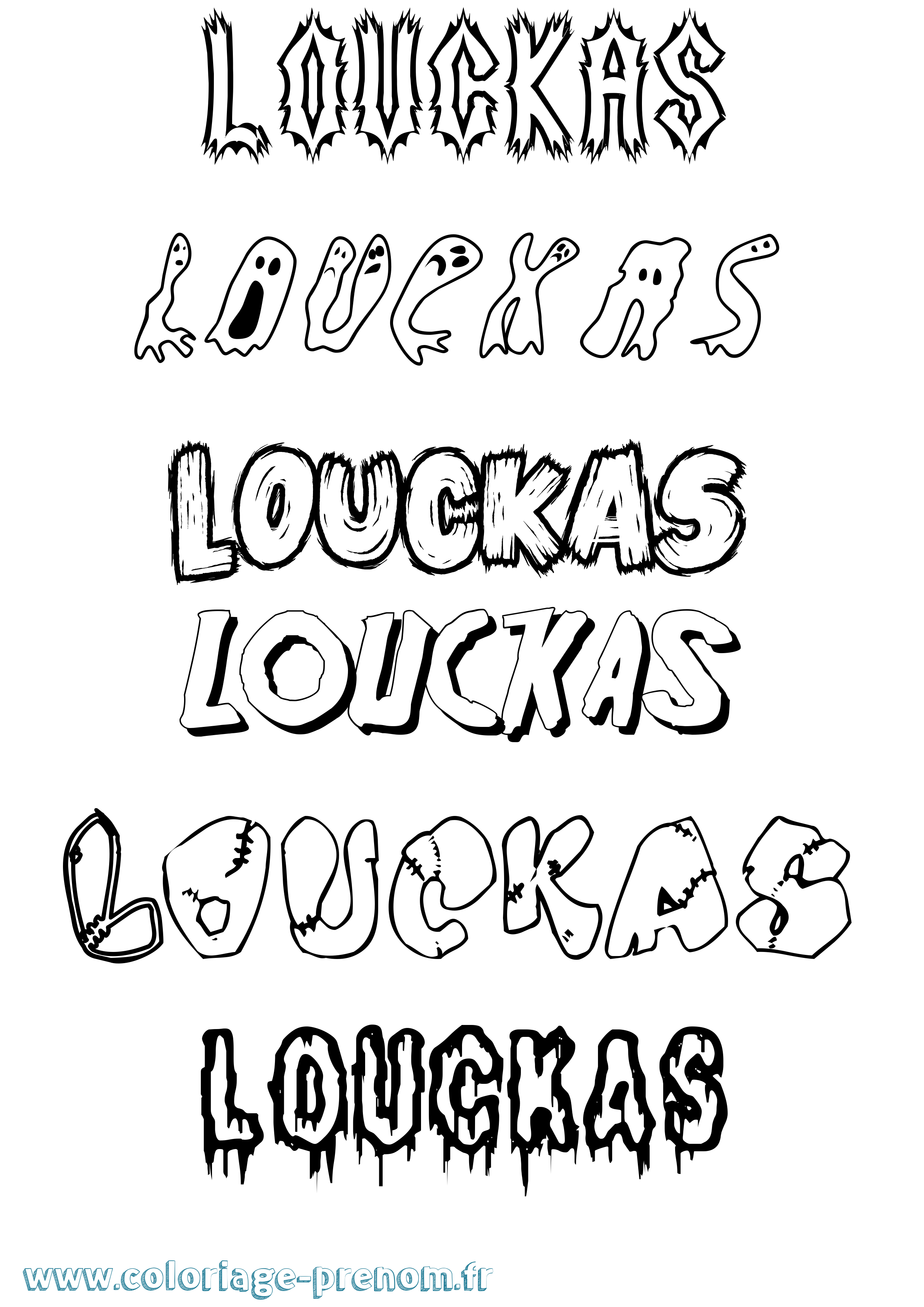 Coloriage Louckas Frisson Coloriage prénom Louckas Frisson