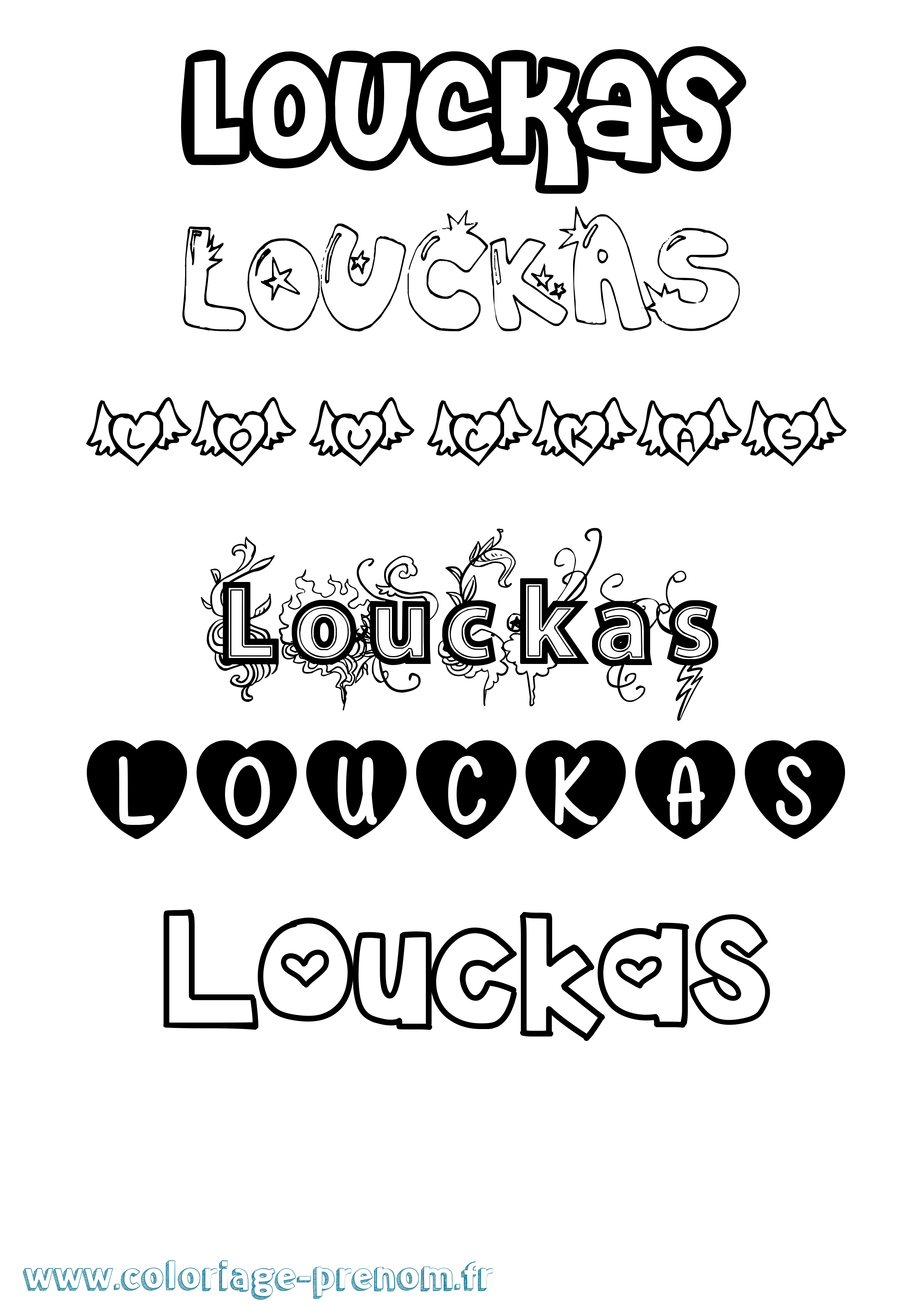 Coloriage Louckas Girly Coloriage prénom Louckas Girly