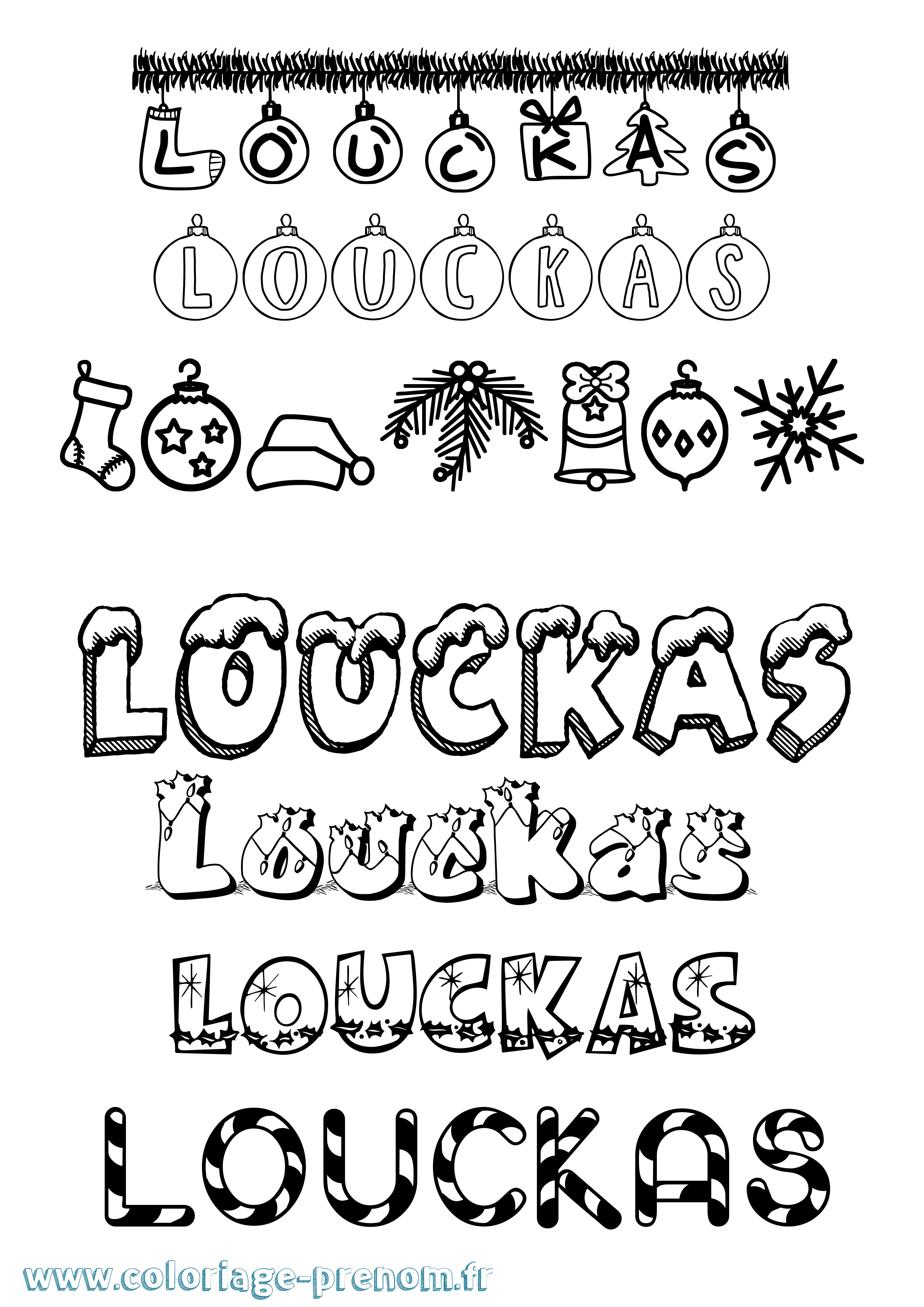 Coloriage Louckas Noël Coloriage prénom Louckas Noël
