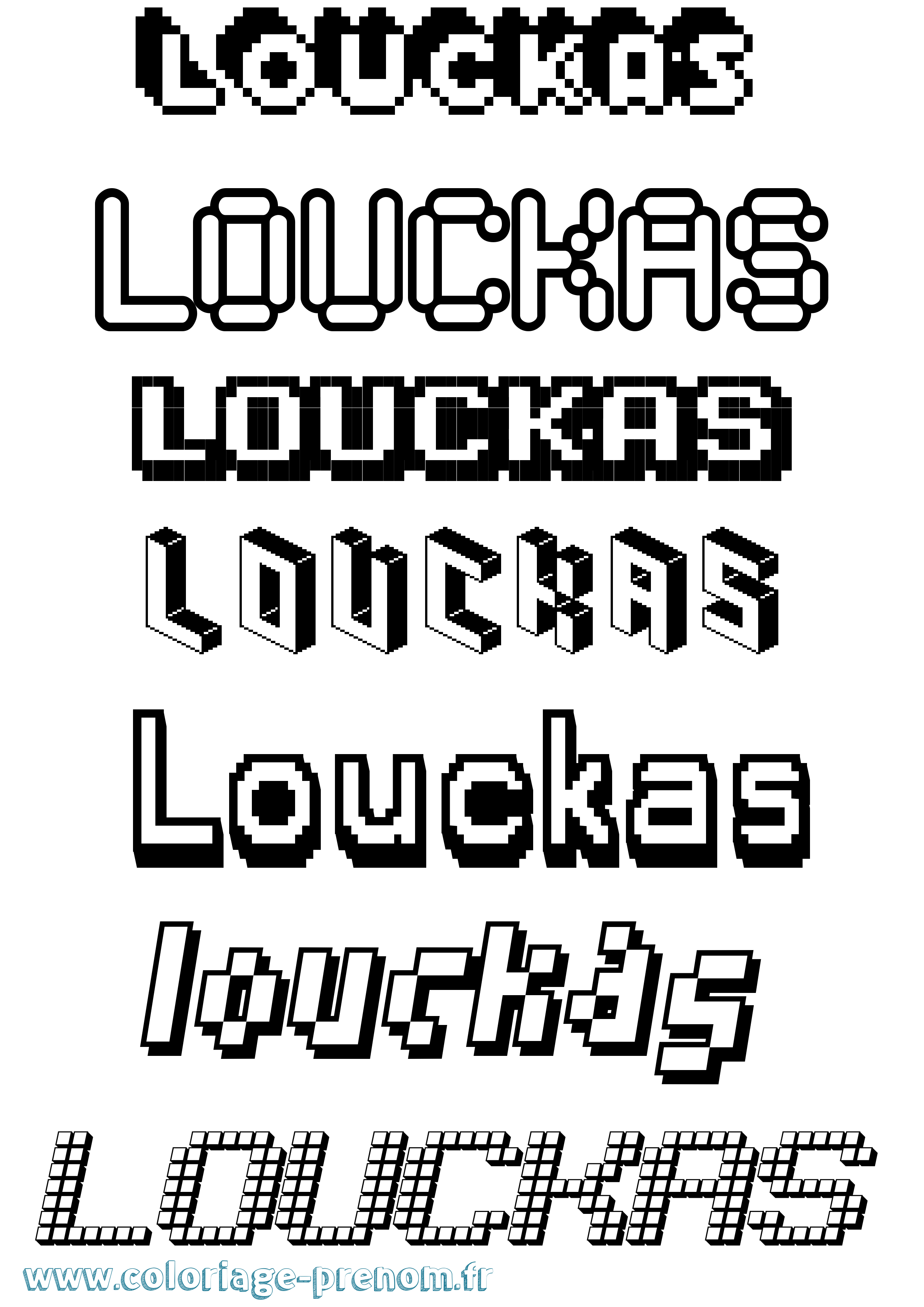 Coloriage Louckas Pixel Coloriage prénom Louckas Pixel