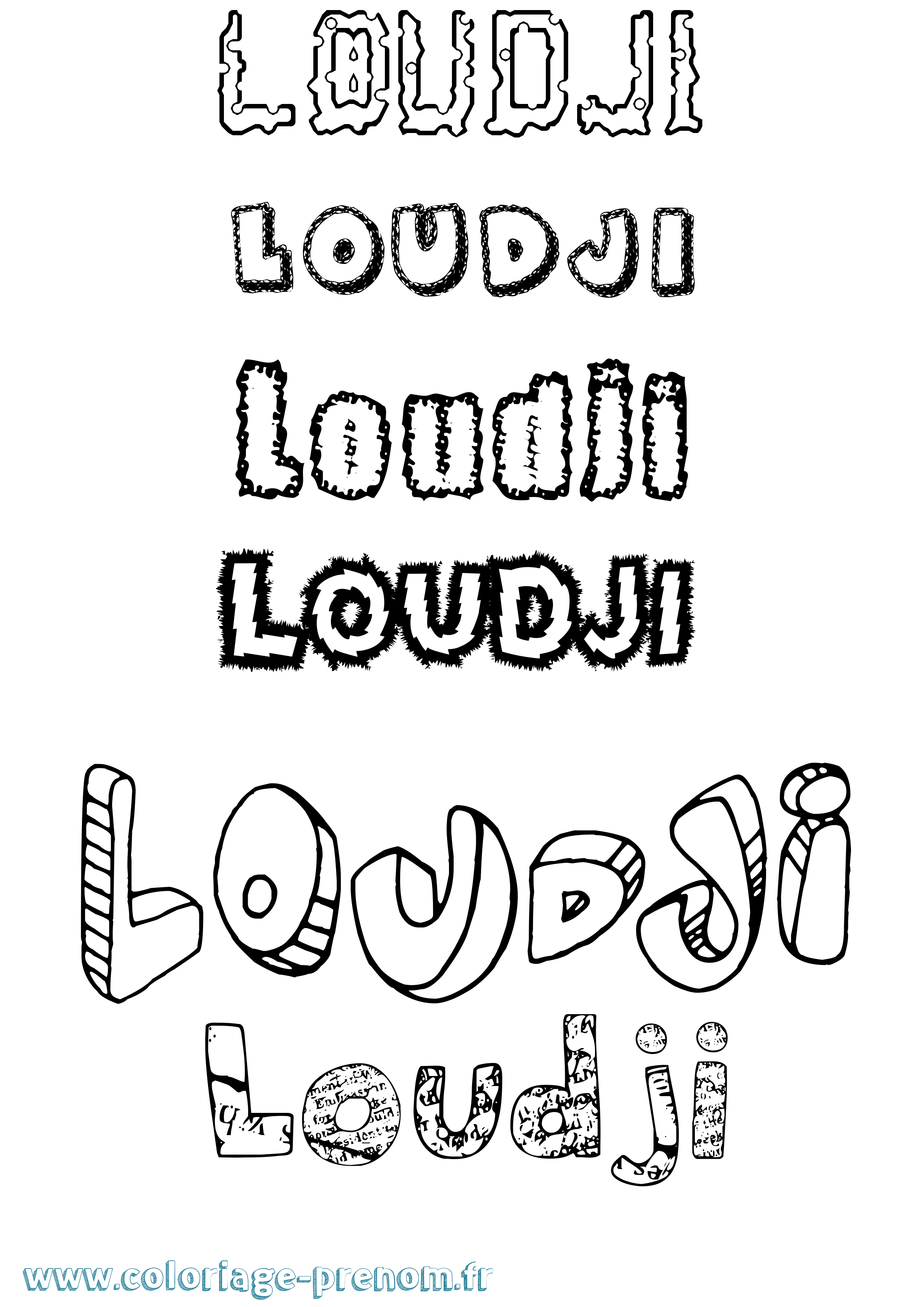 Coloriage Loudji Destructuré Coloriage prénom Loudji Destructuré