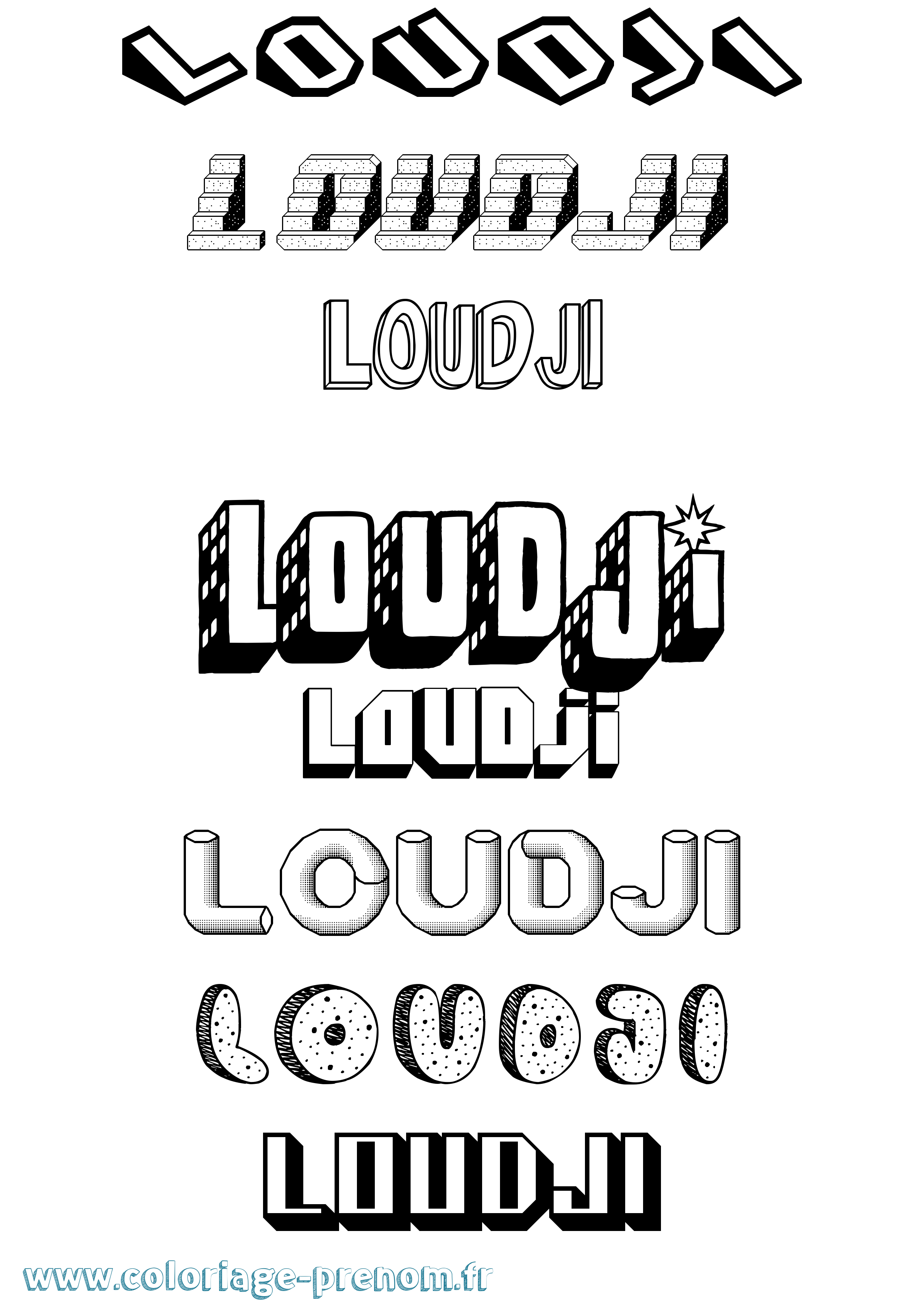 Coloriage Loudji Effet 3D Coloriage prénom Loudji Effet 3D