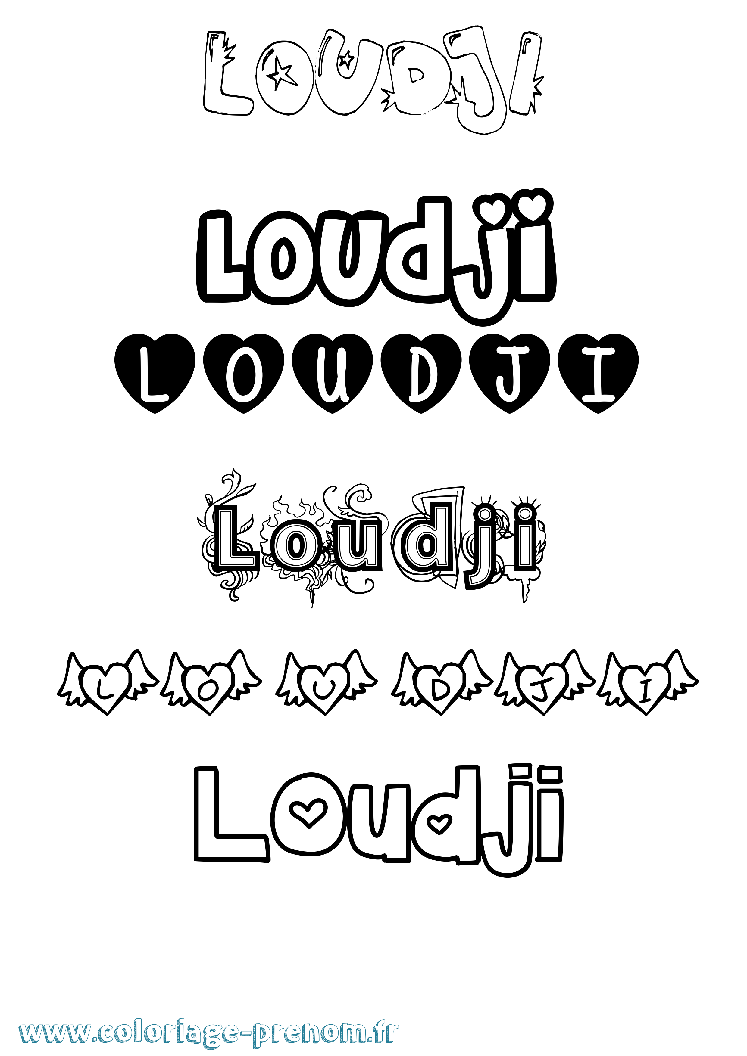 Coloriage Loudji Girly Coloriage prénom Loudji Girly