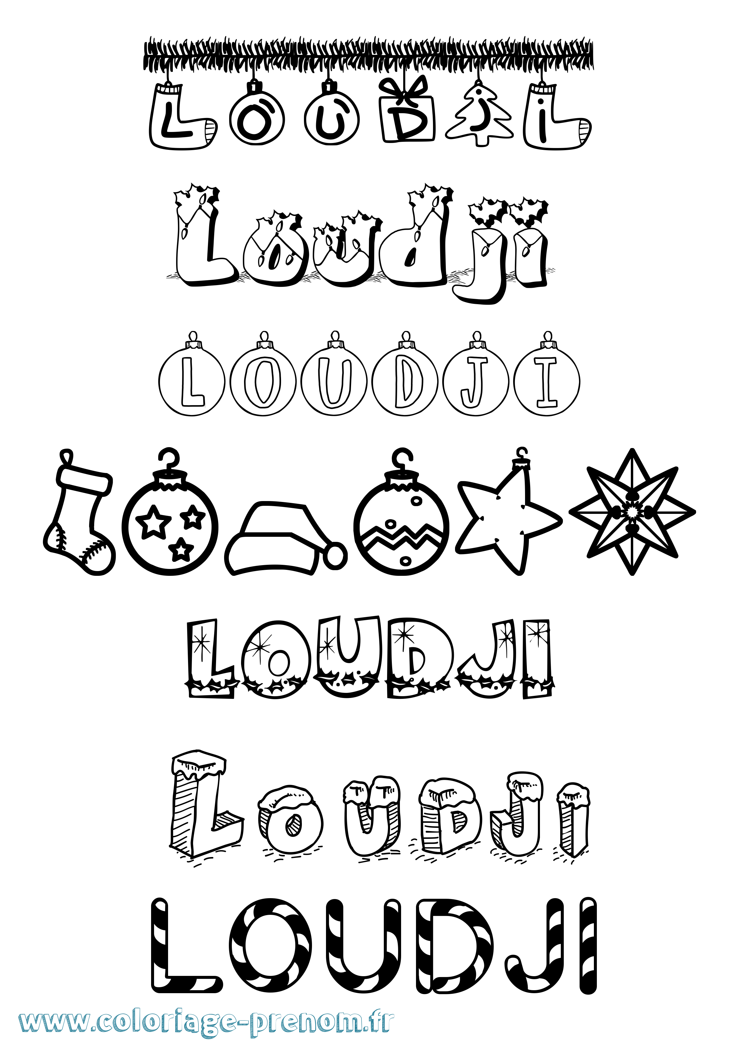 Coloriage Loudji Noël Coloriage prénom Loudji Noël