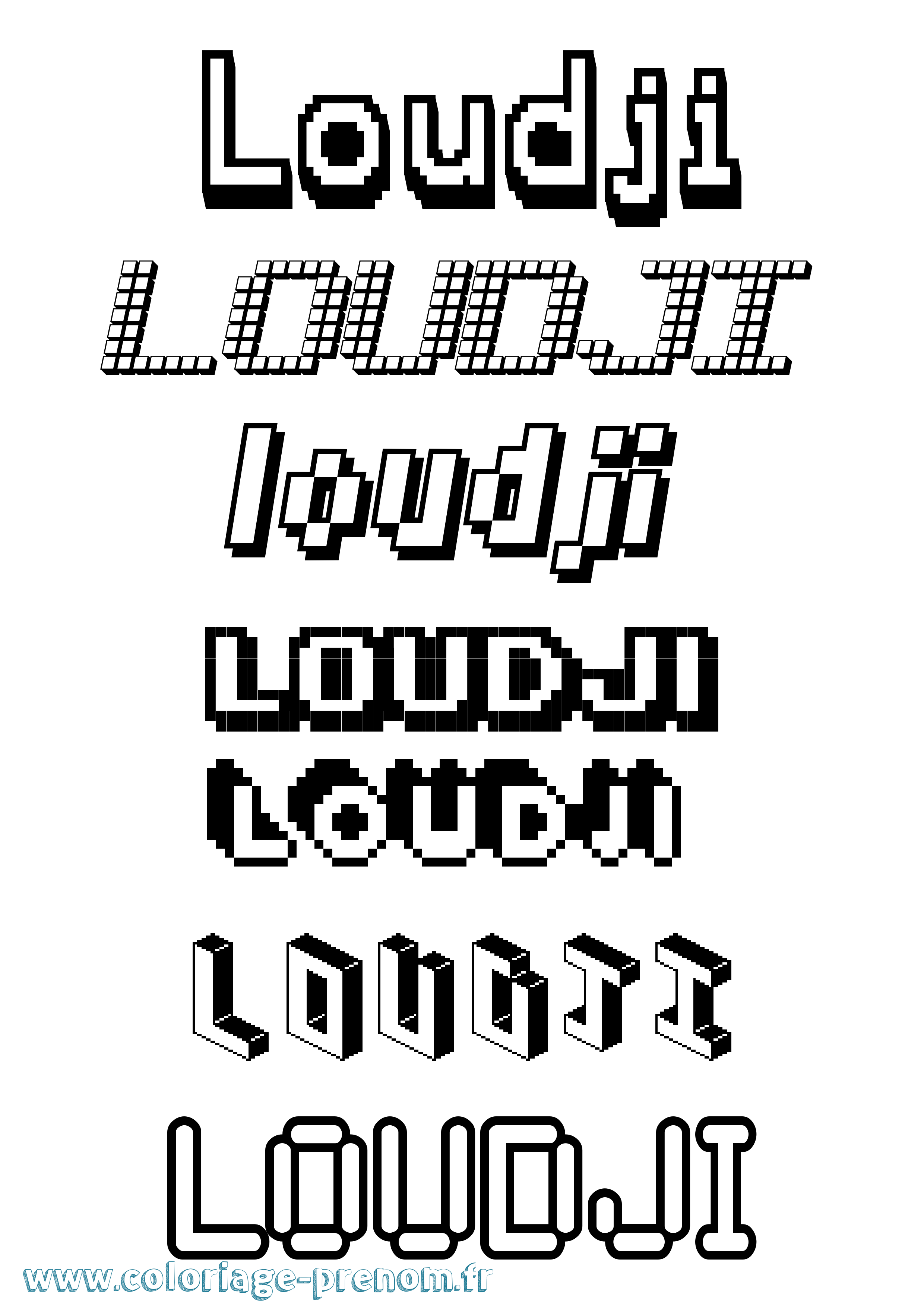 Coloriage Loudji Pixel Coloriage prénom Loudji Pixel
