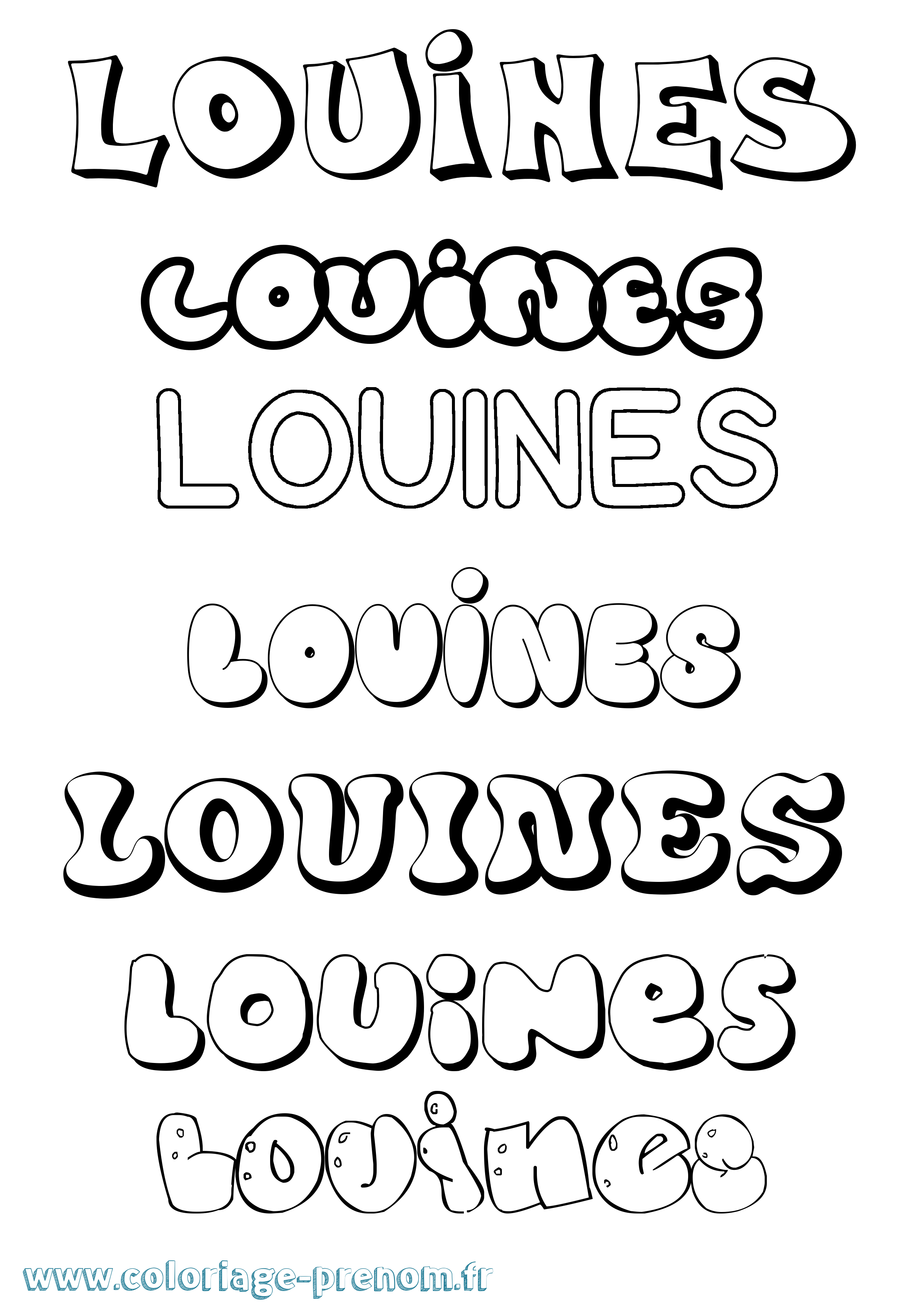 Coloriage prénom Louines Bubble