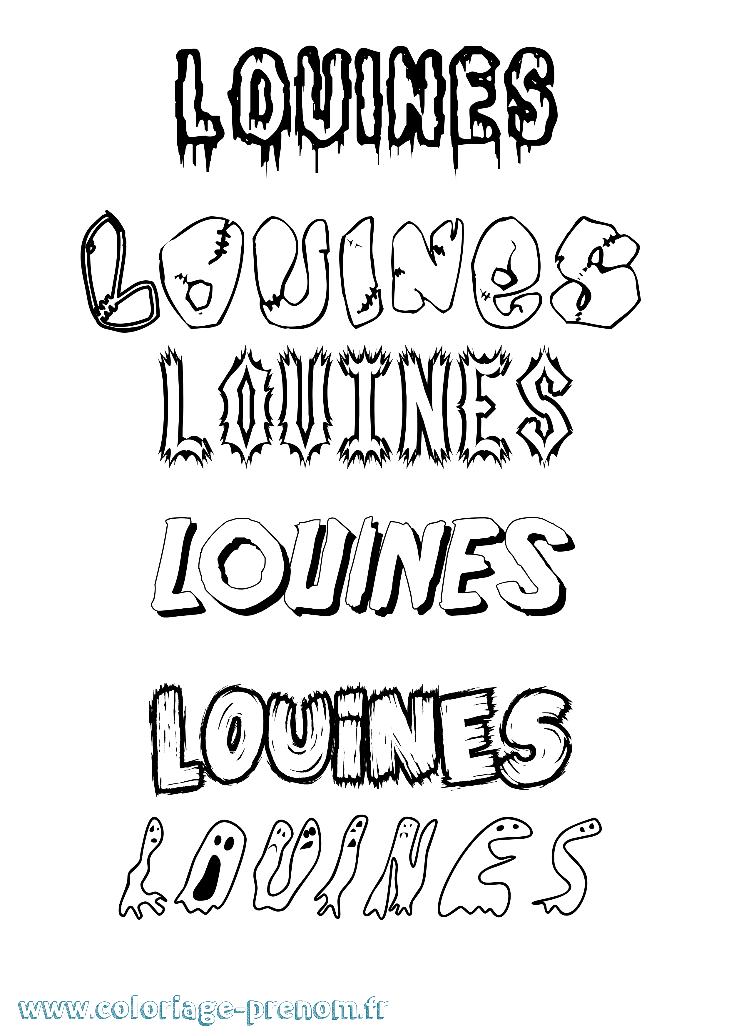 Coloriage prénom Louines Frisson