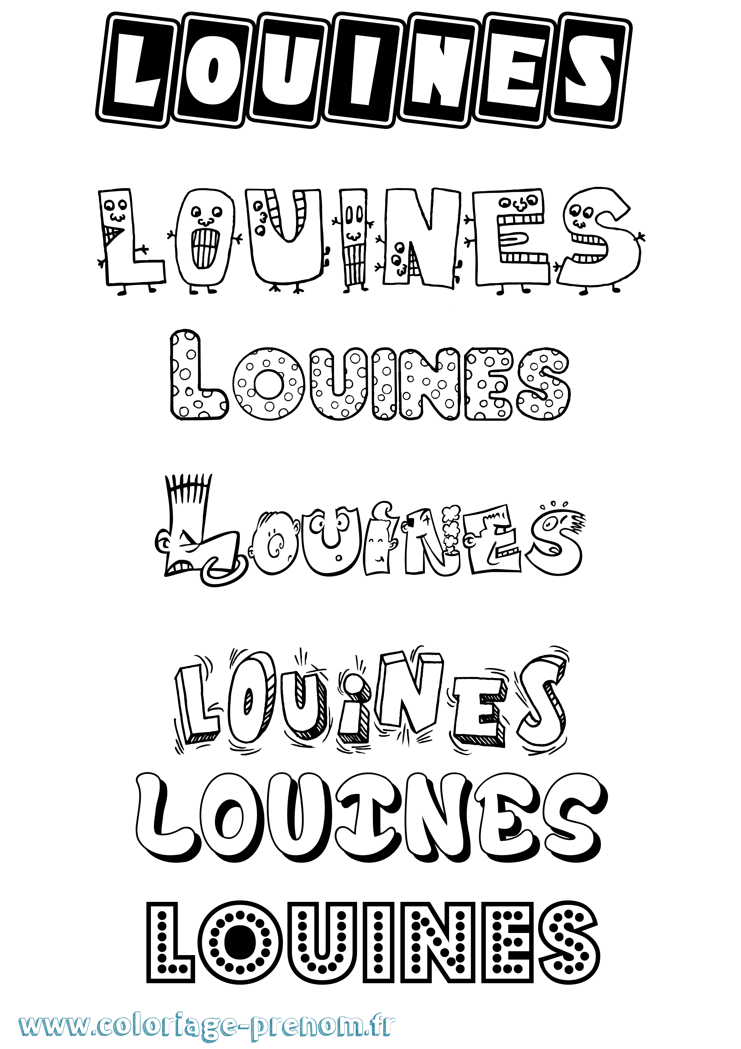 Coloriage prénom Louines Fun