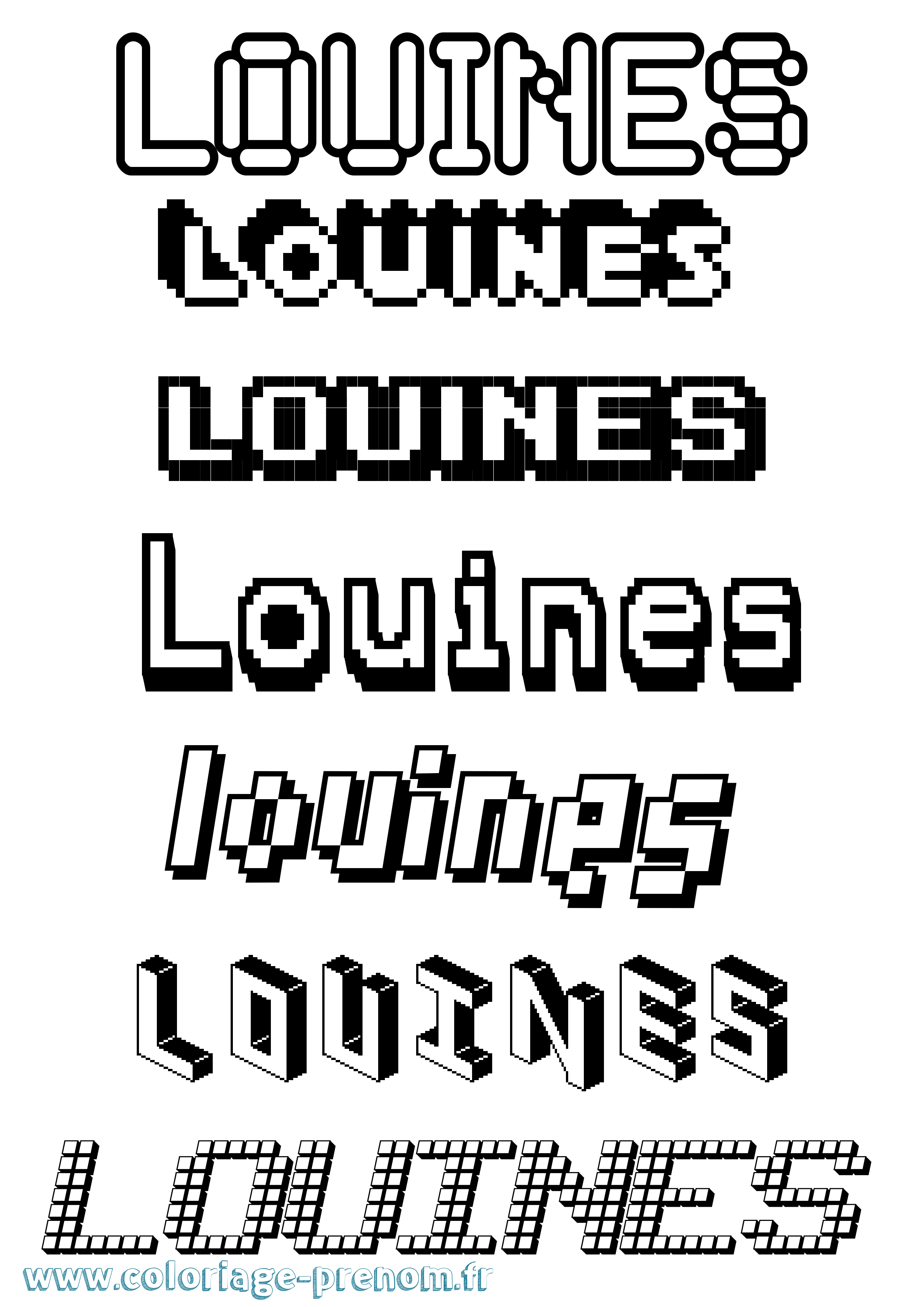 Coloriage prénom Louines Pixel
