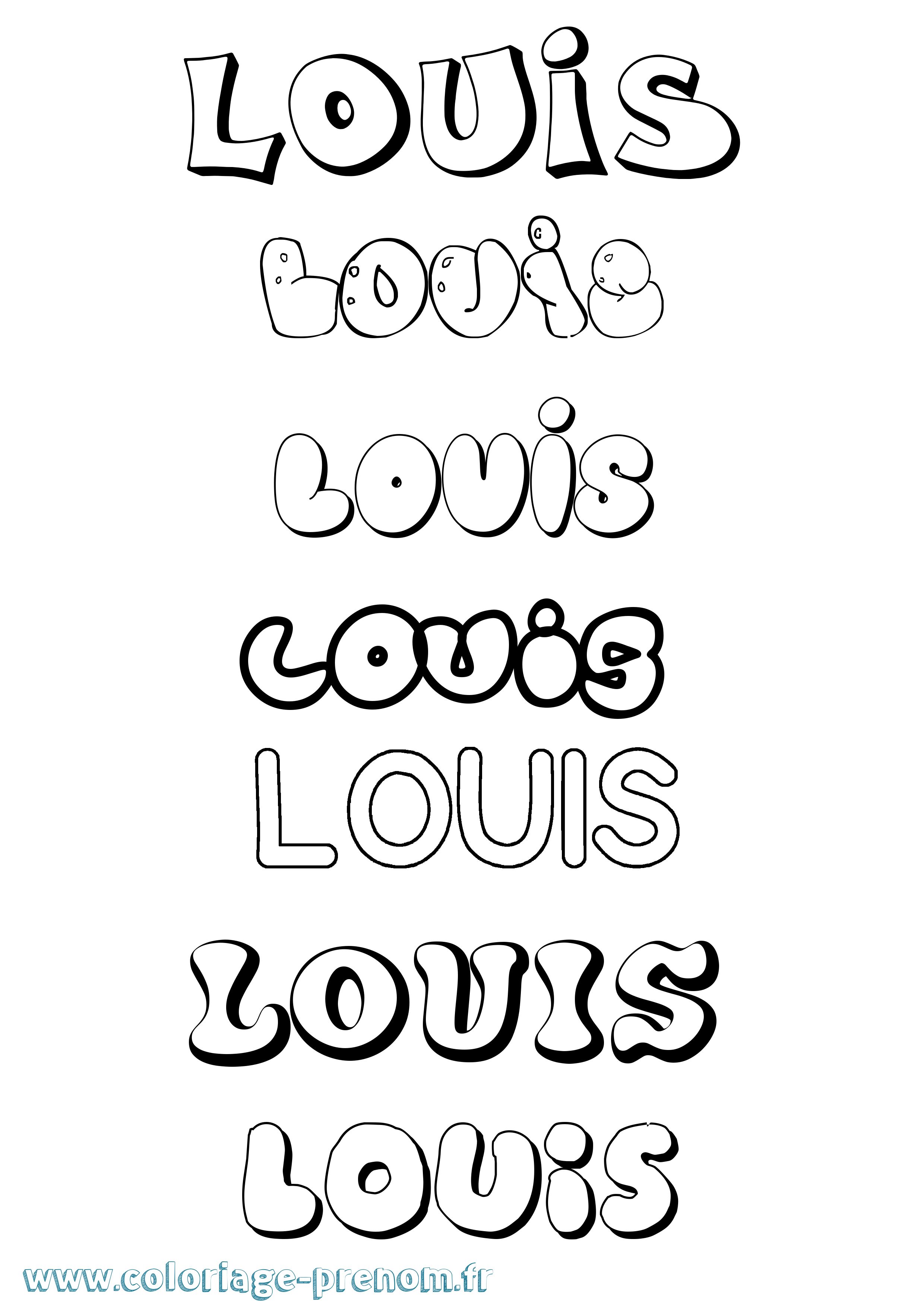 Coloriage prénom Louis Bubble