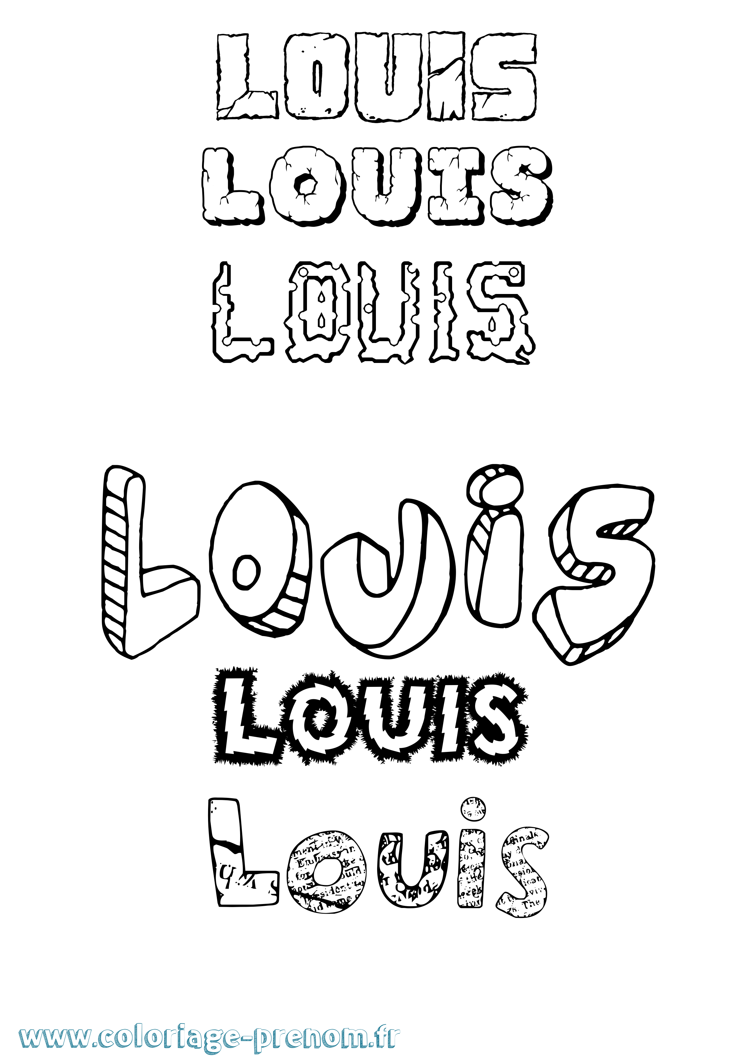 Coloriage prénom Louis Destructuré