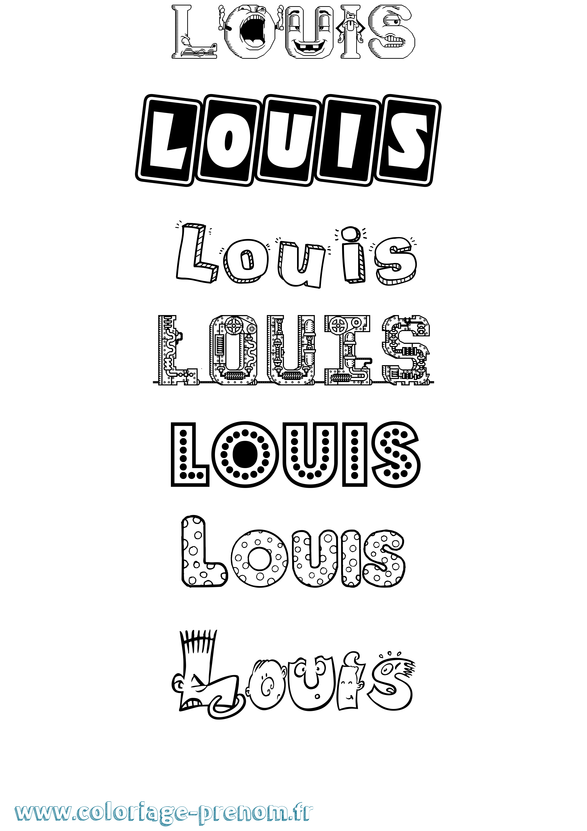 Coloriage prénom Louis Fun