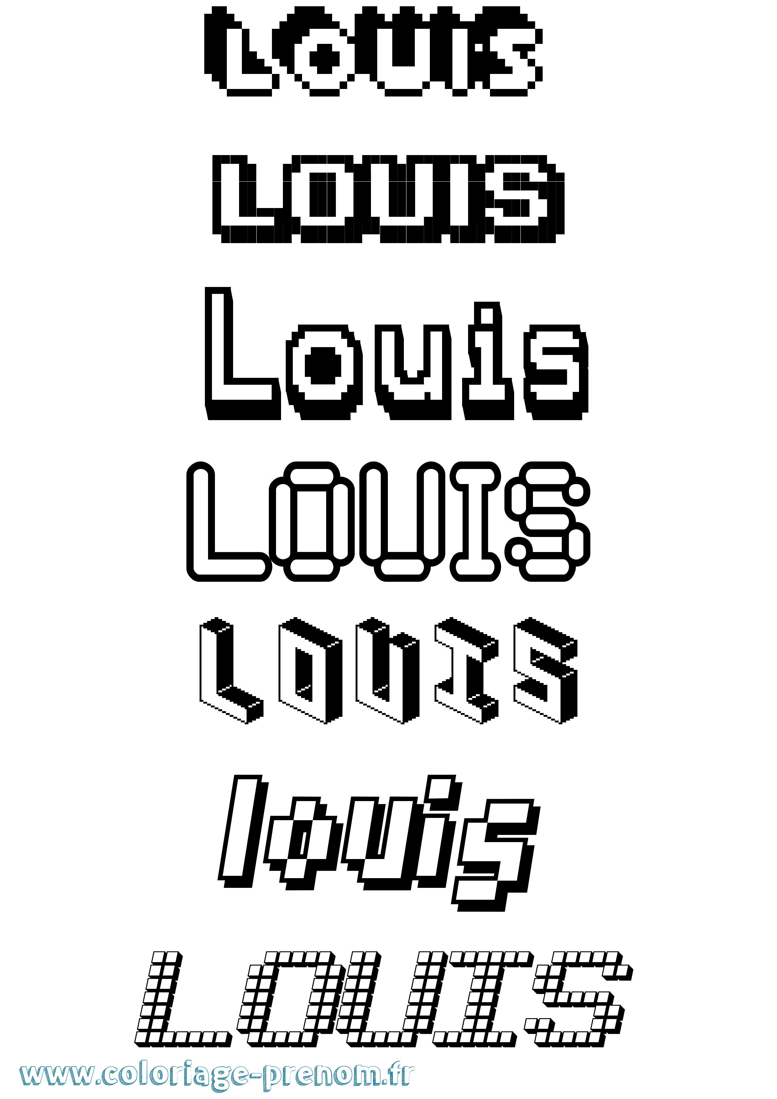 Coloriage prénom Louis Pixel