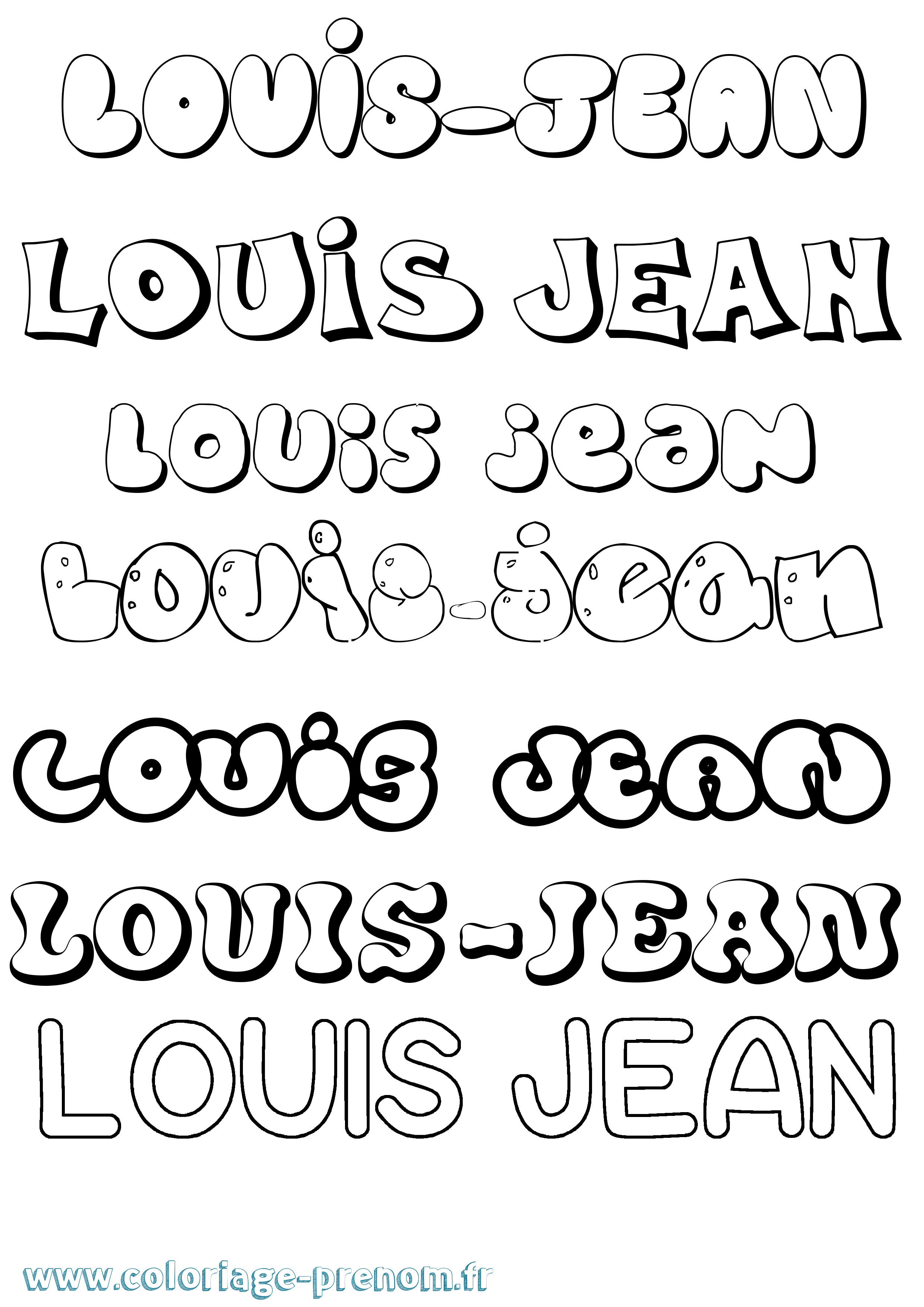 Coloriage prénom Louis-Jean Bubble