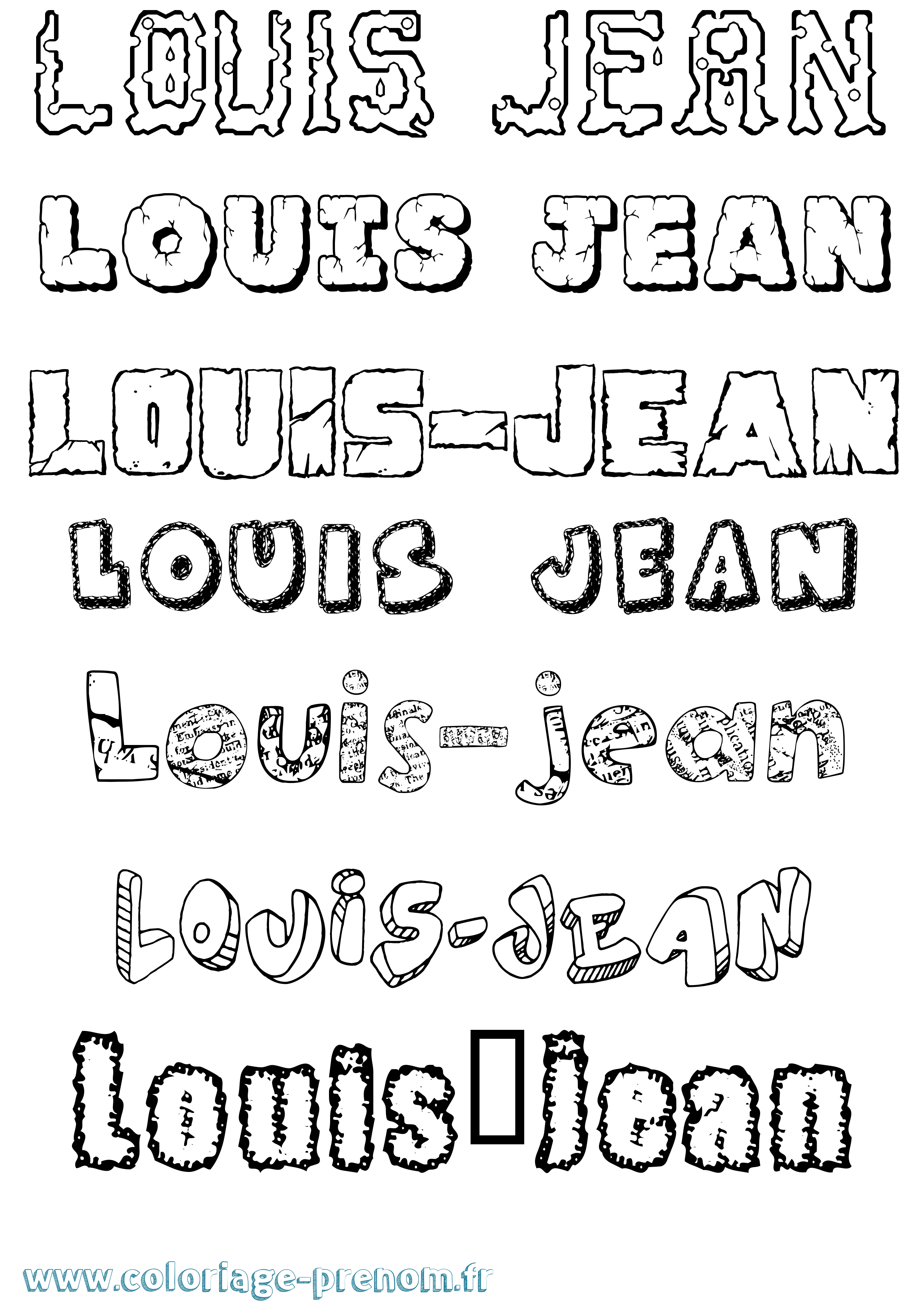 Coloriage prénom Louis-Jean Destructuré