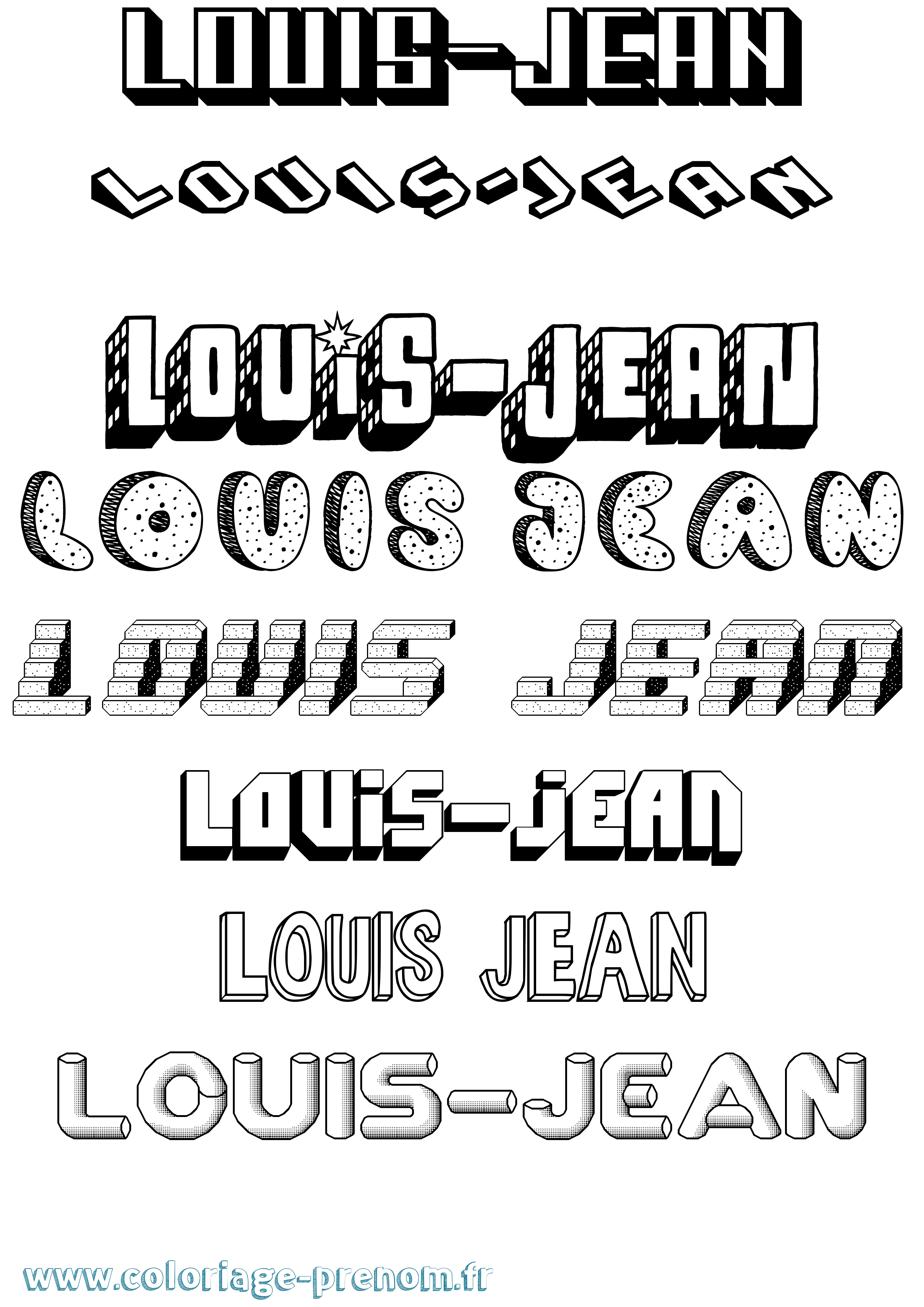 Coloriage prénom Louis-Jean Effet 3D