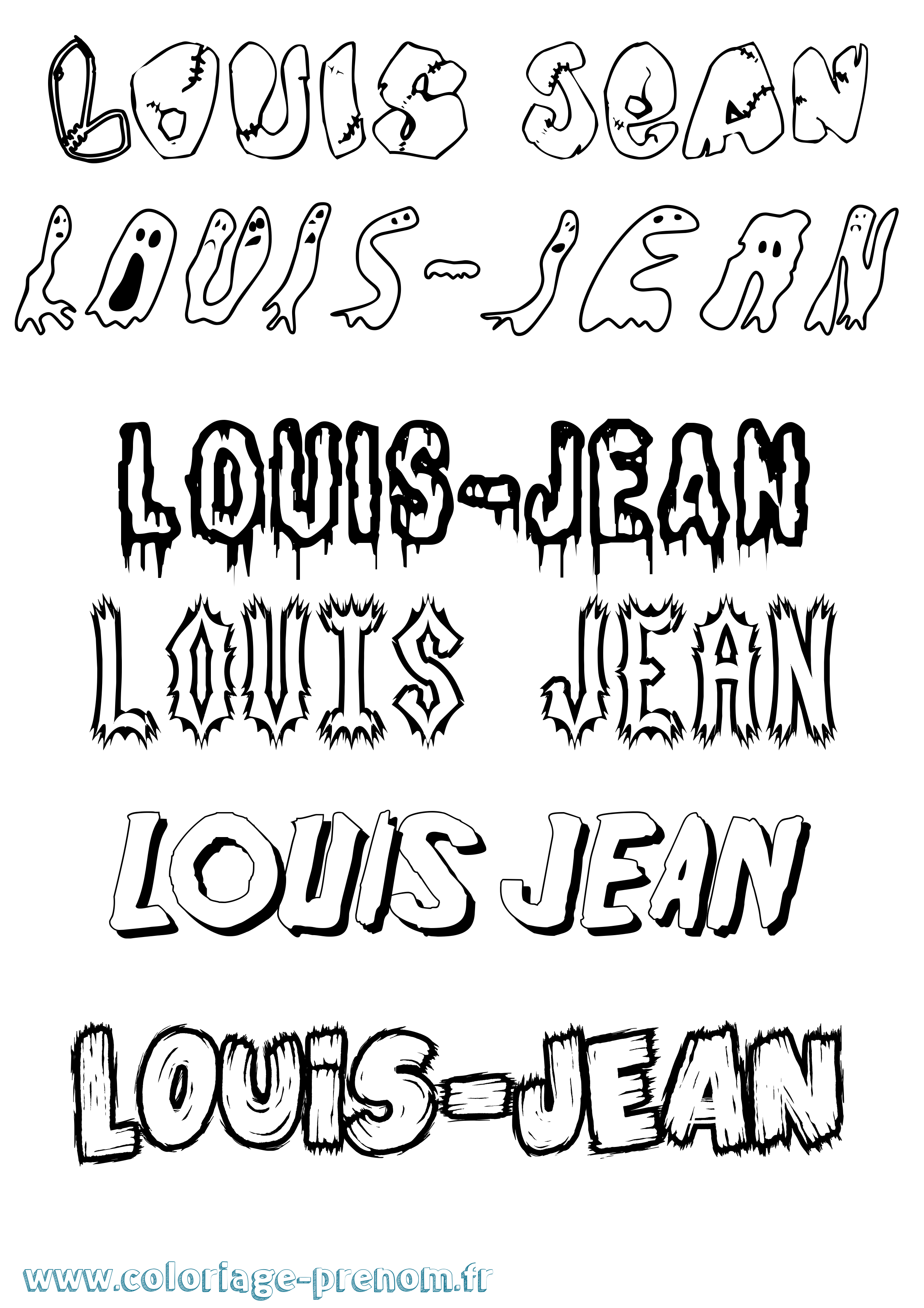 Coloriage prénom Louis-Jean Frisson