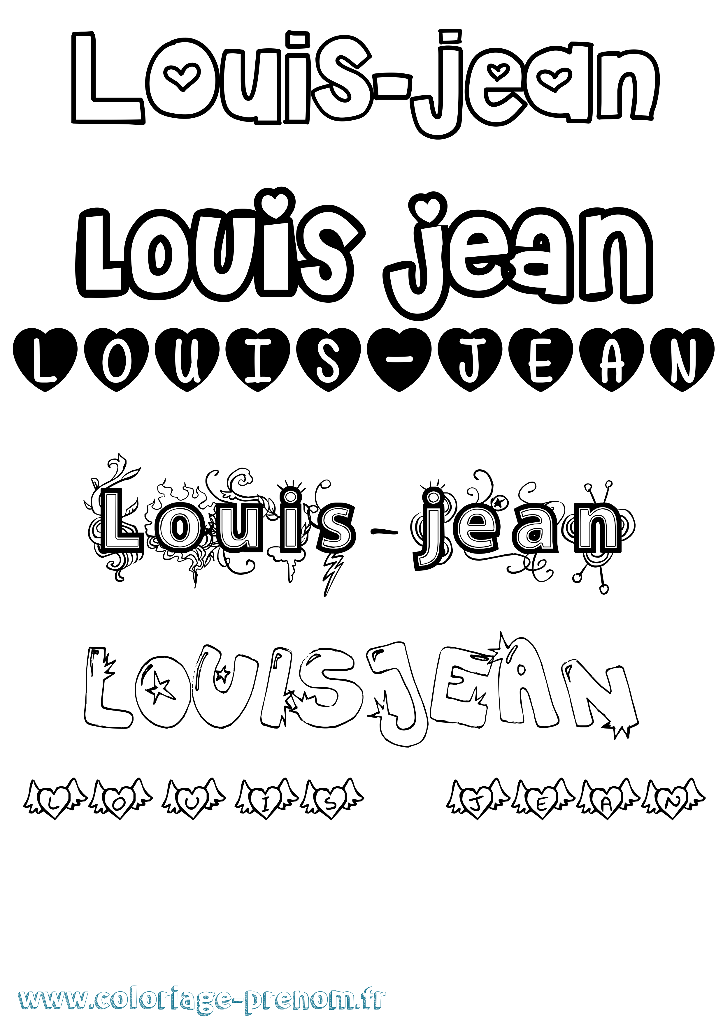 Coloriage prénom Louis-Jean Girly
