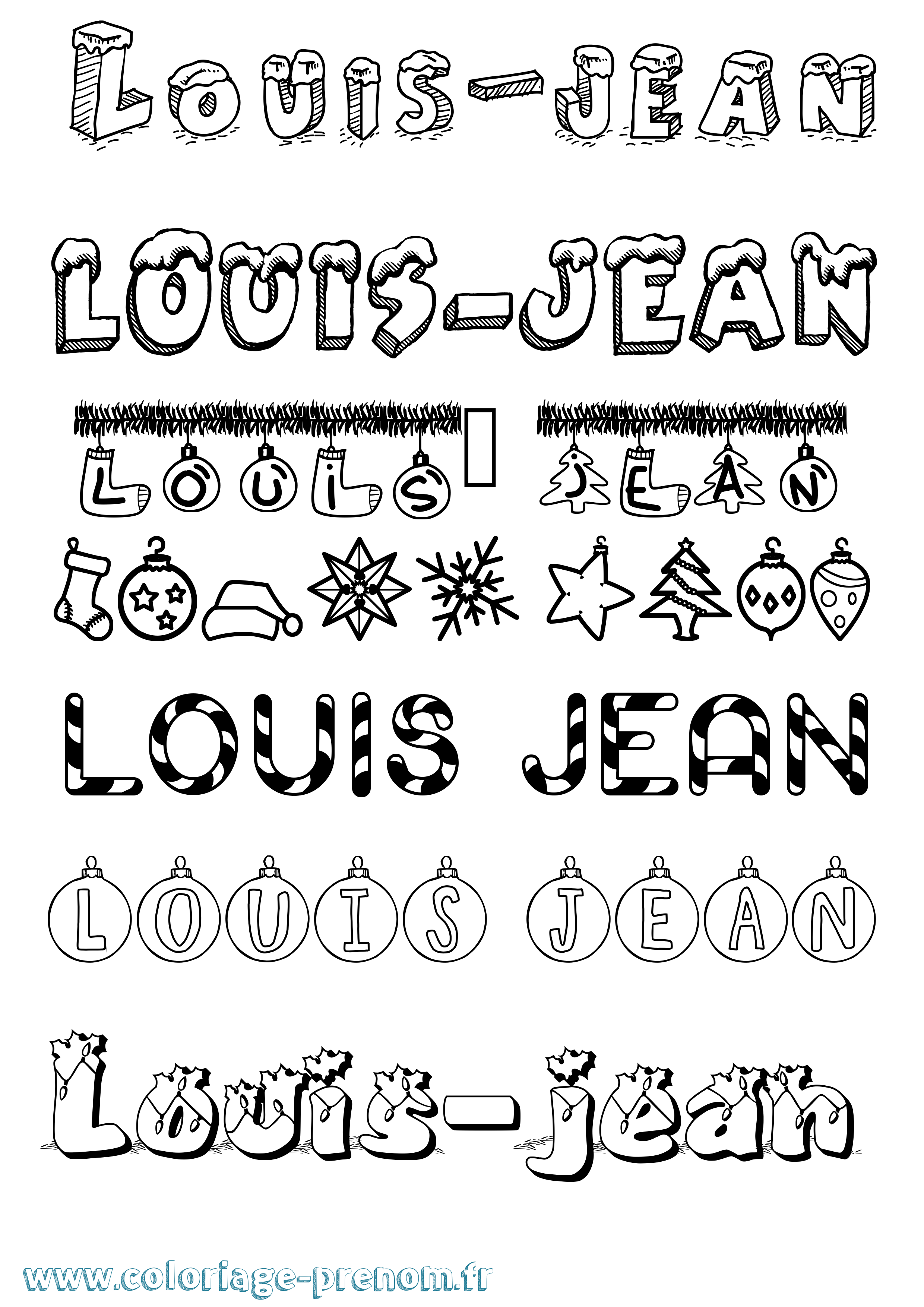 Coloriage prénom Louis-Jean Noël