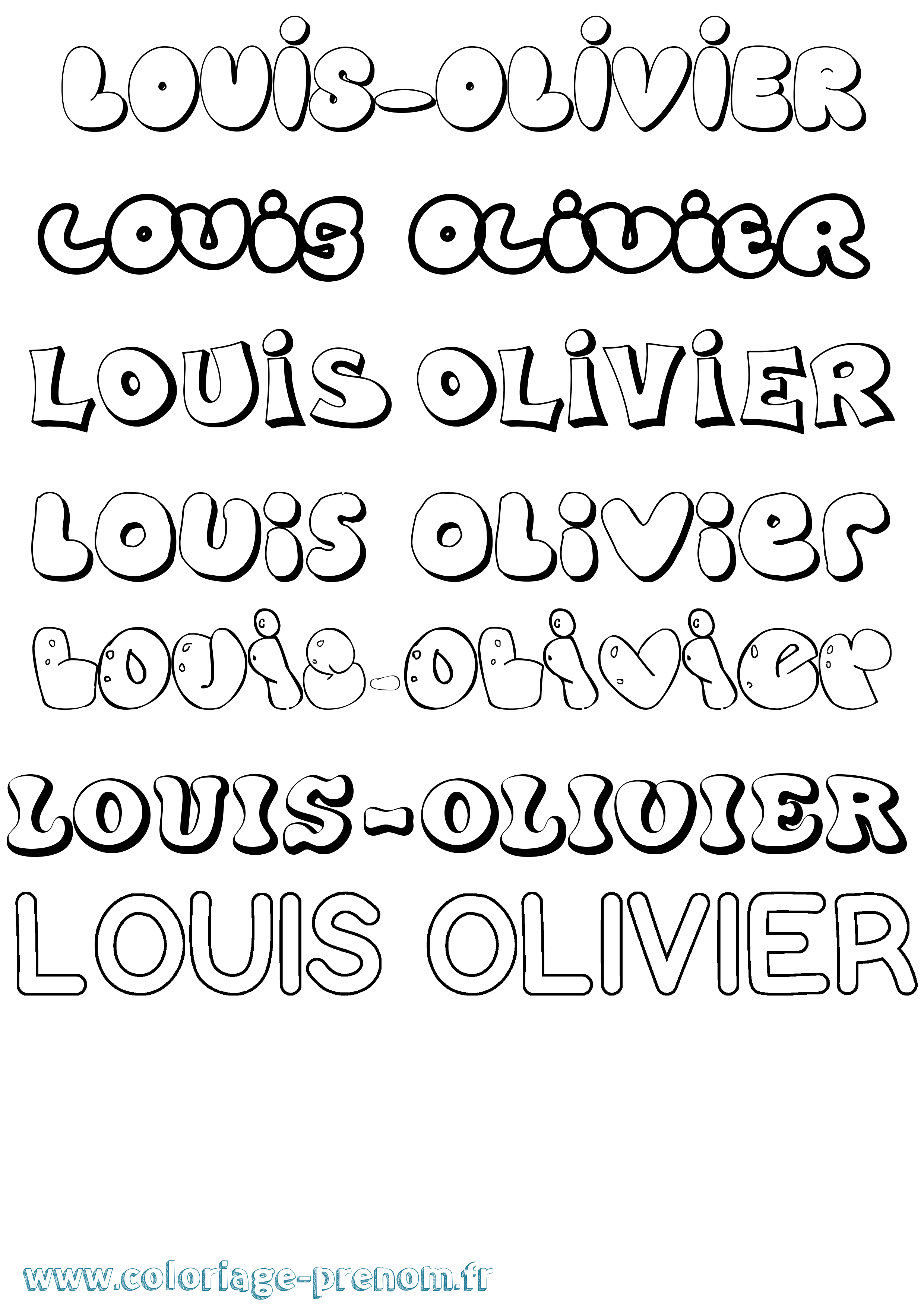 Coloriage prénom Louis-Olivier Bubble