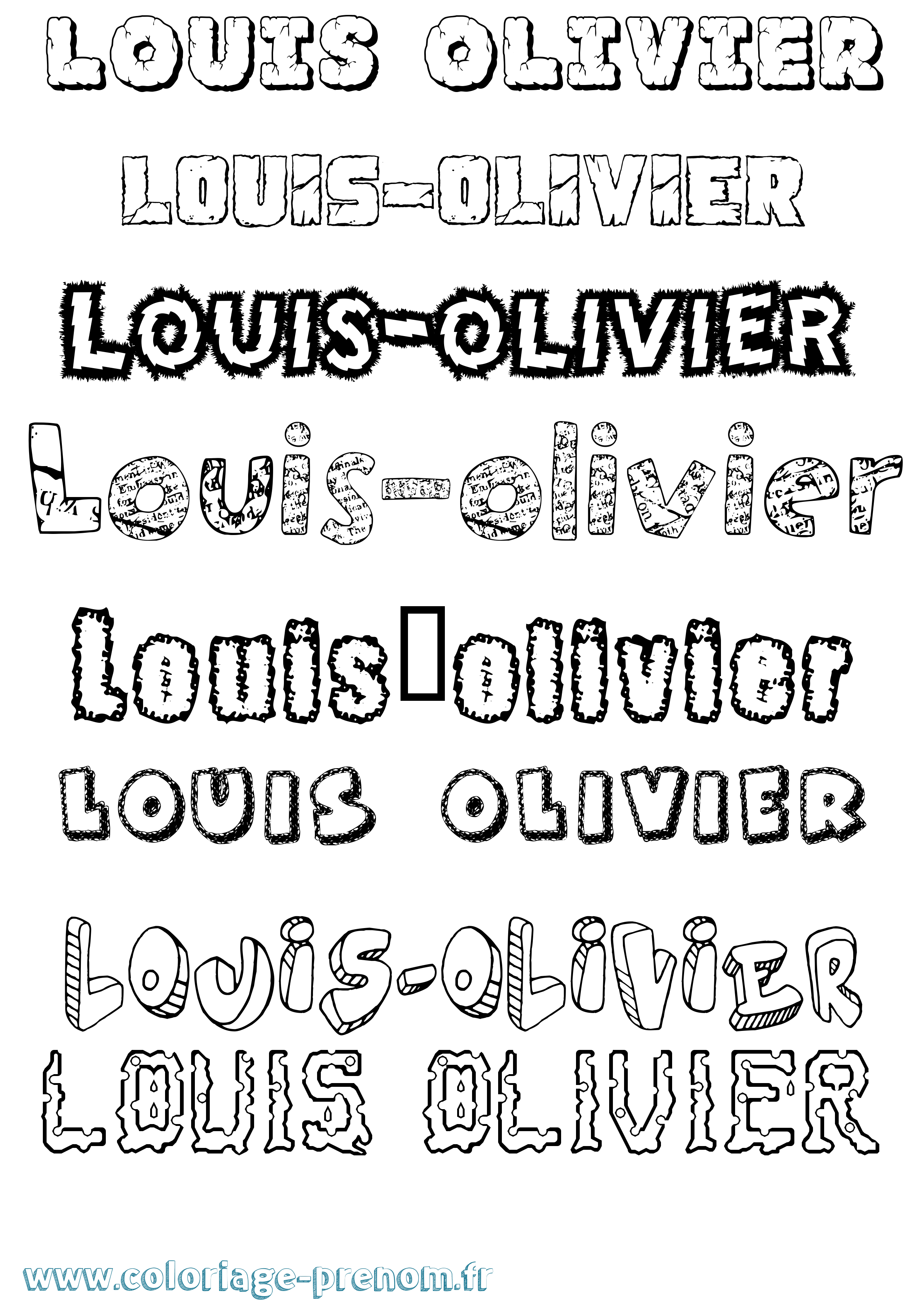 Coloriage prénom Louis-Olivier Destructuré