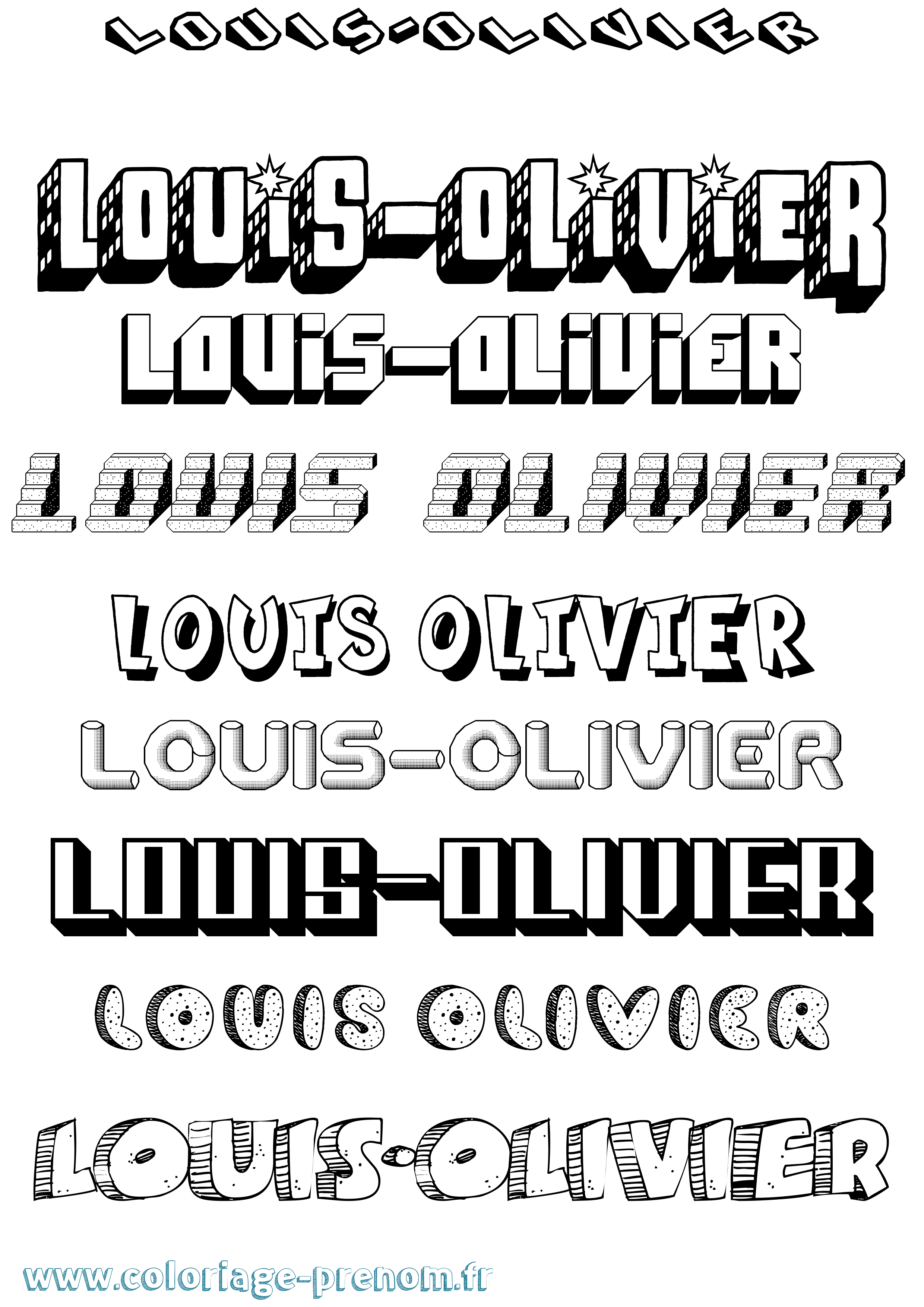 Coloriage prénom Louis-Olivier Effet 3D