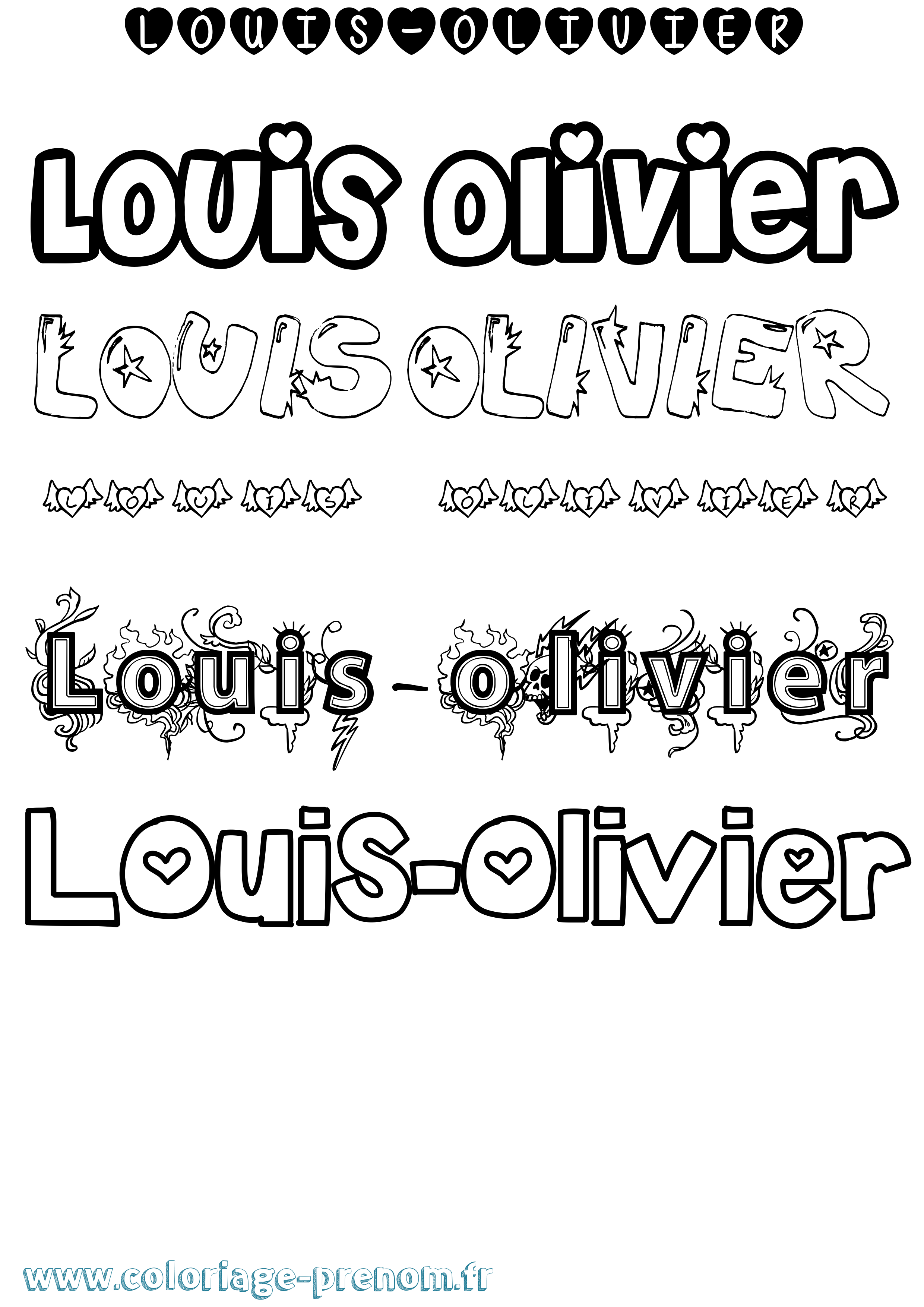 Coloriage prénom Louis-Olivier Girly