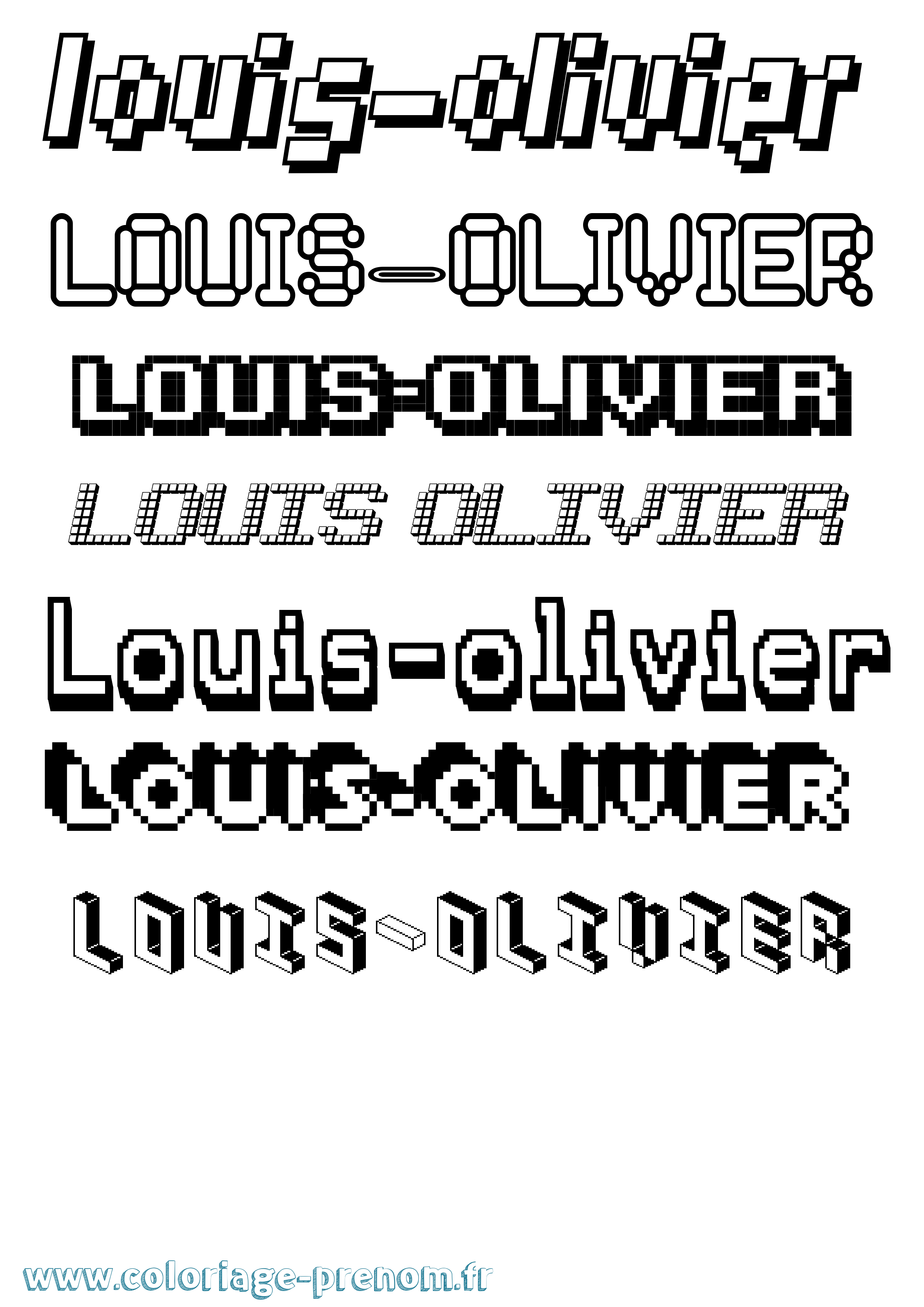 Coloriage prénom Louis-Olivier Pixel