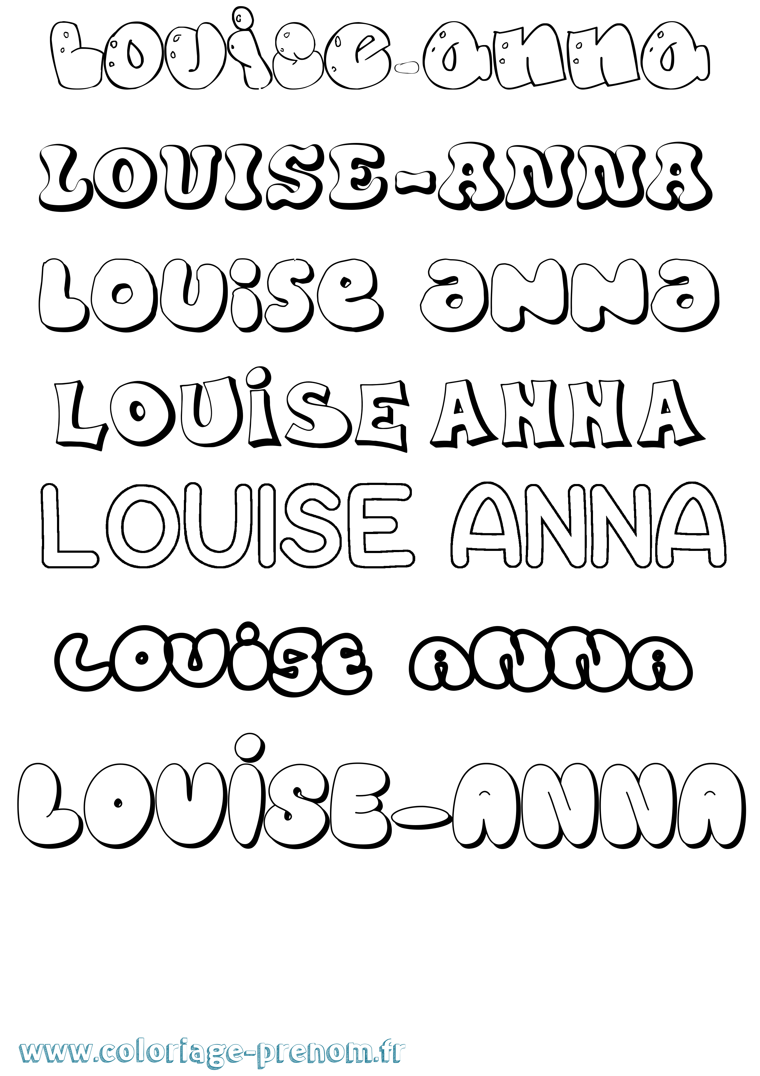 Coloriage prénom Louise-Anna Bubble