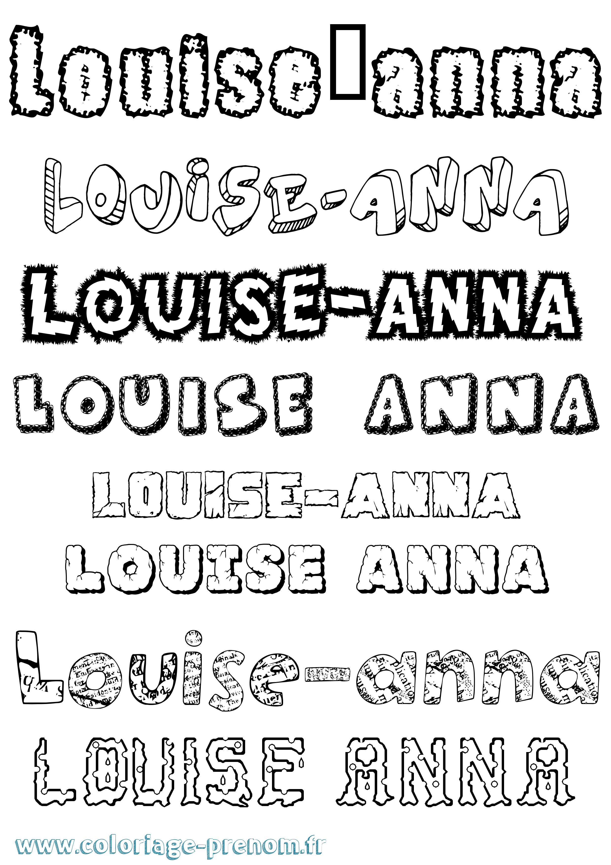 Coloriage prénom Louise-Anna Destructuré