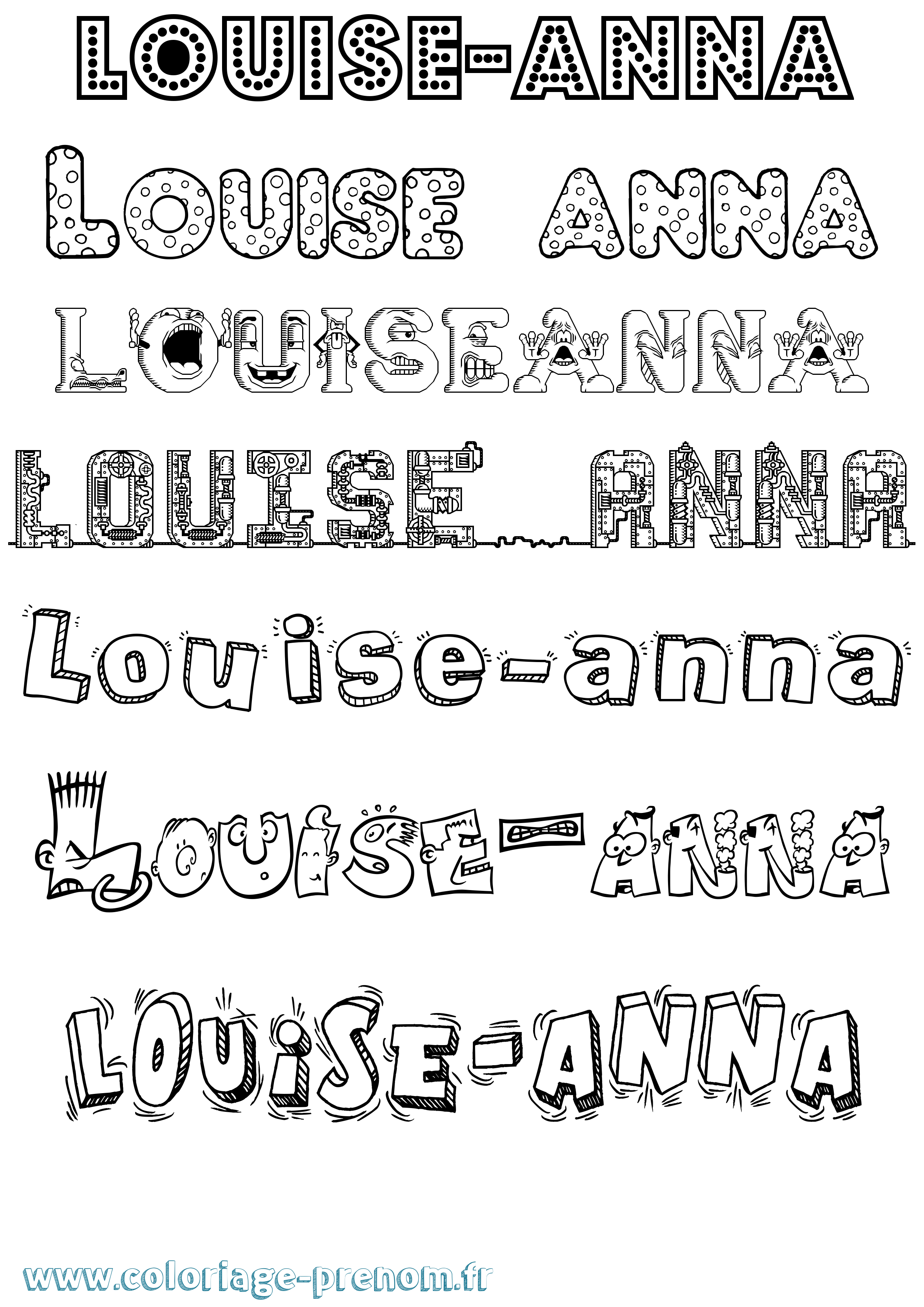Coloriage prénom Louise-Anna Fun