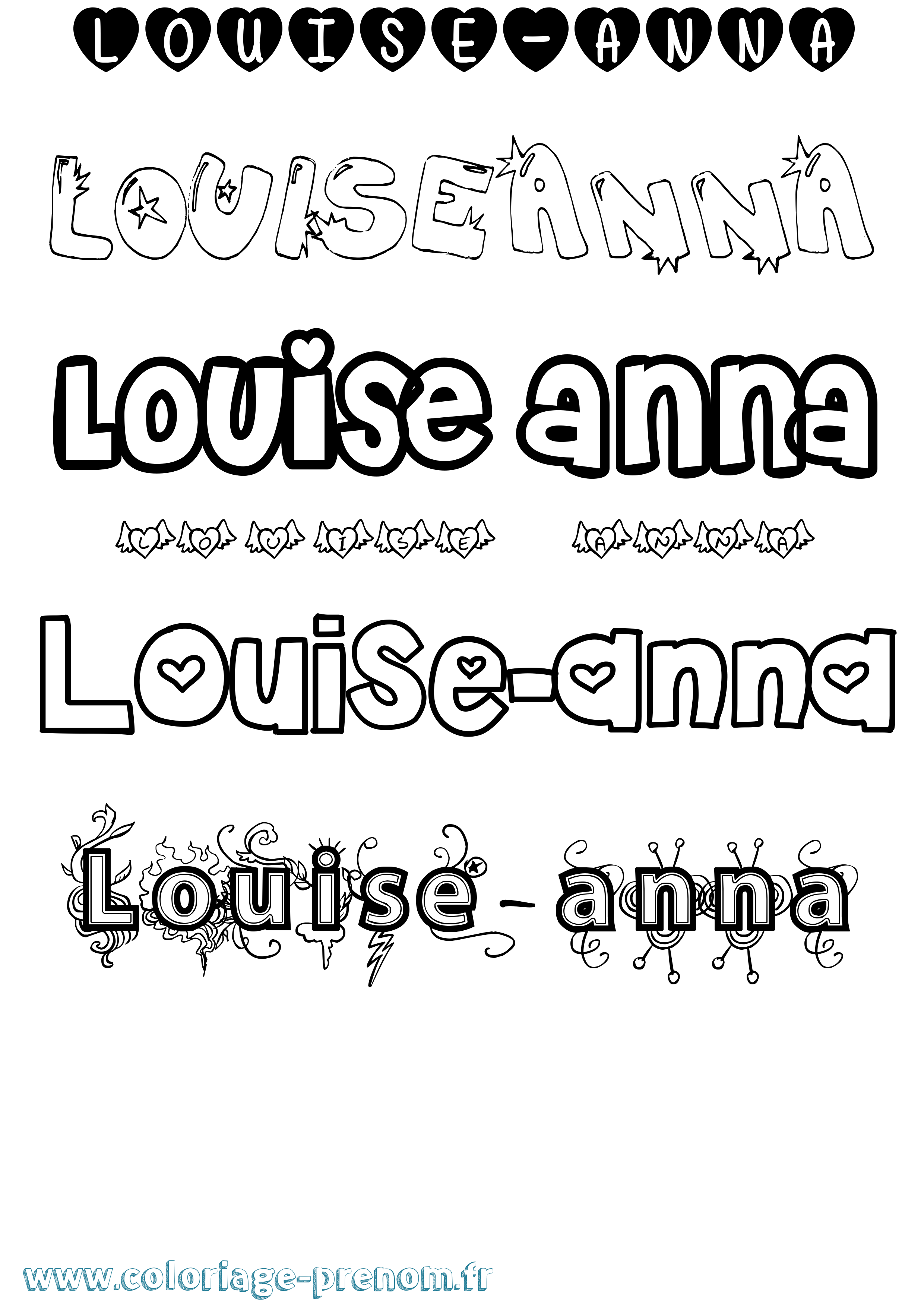 Coloriage prénom Louise-Anna Girly